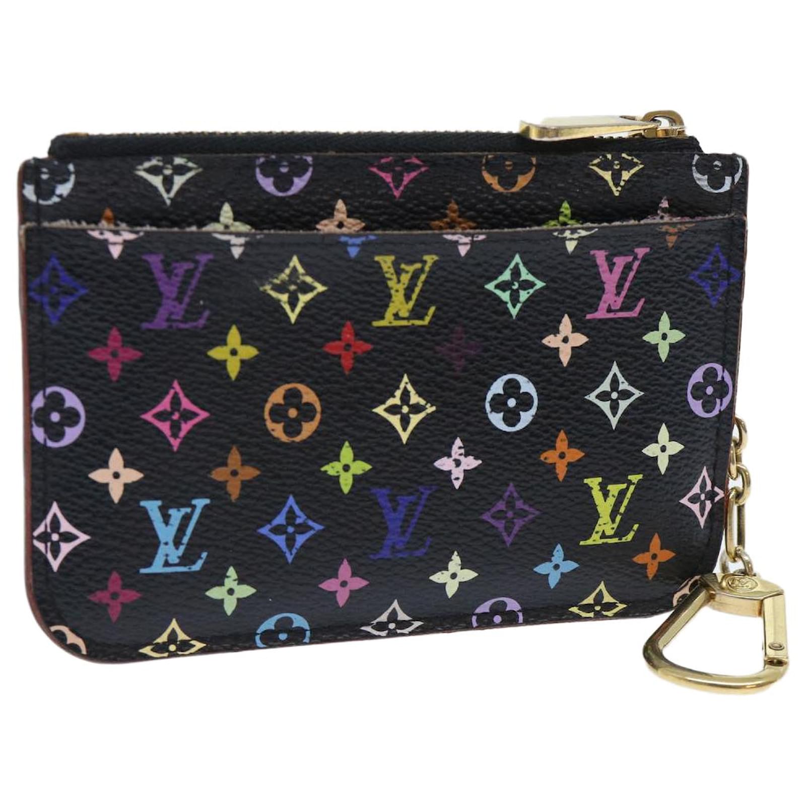 Louis Vuitton Black Monogram Multicolor Key Pouch Pochette Cles