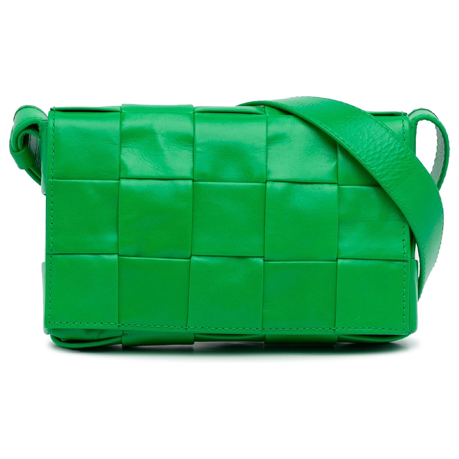 Bottega Veneta Green Intrecciato Cassette Crossbody Bag Leather