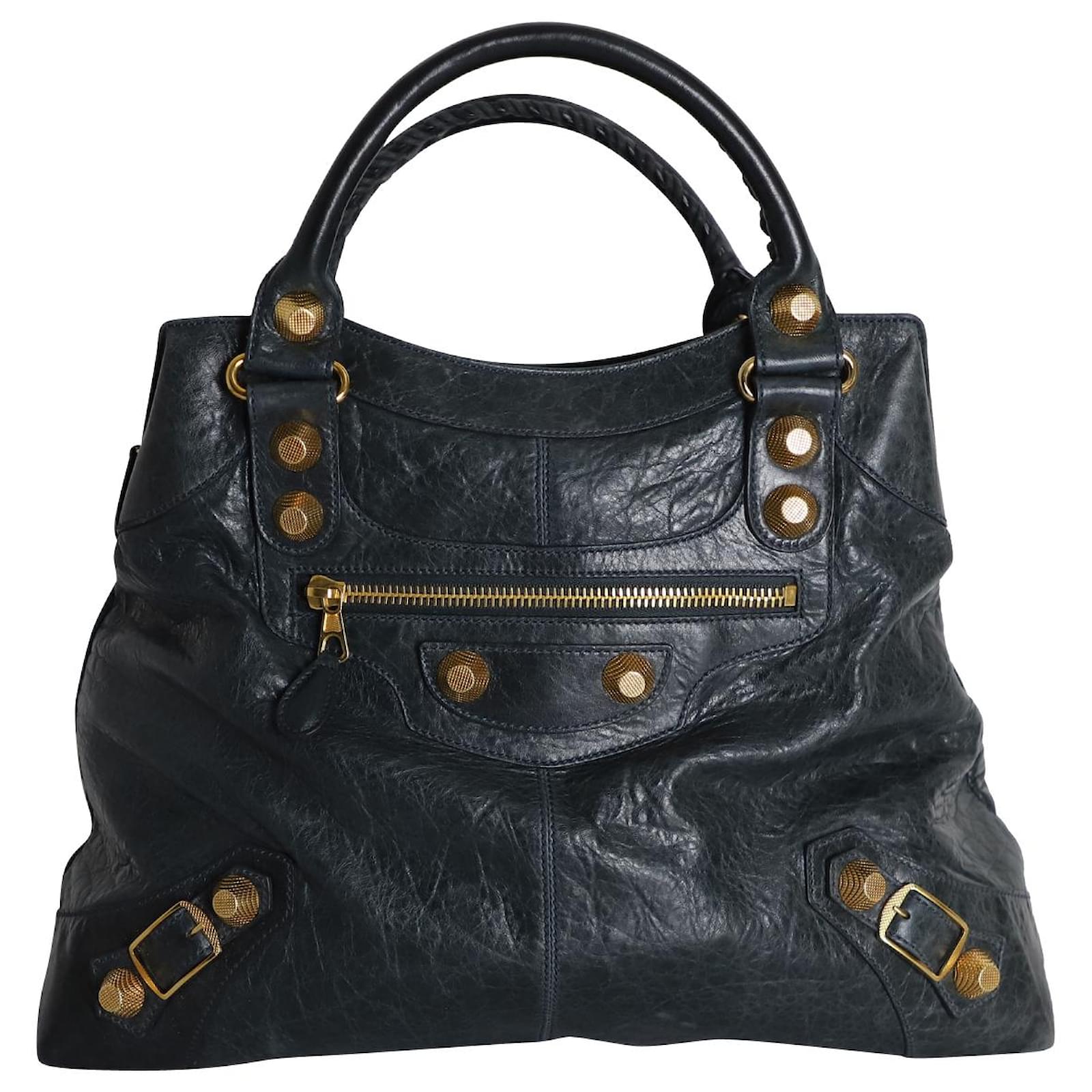 balenciaga velo handbag in dark grey leather totes