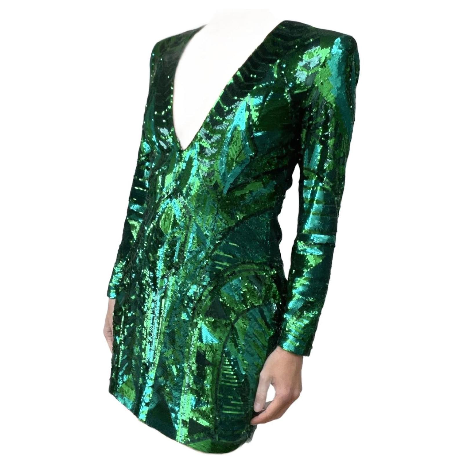 Balmain pour H M Vestido Balmain H M Verde Poliester ref.1052202 Joli Closet