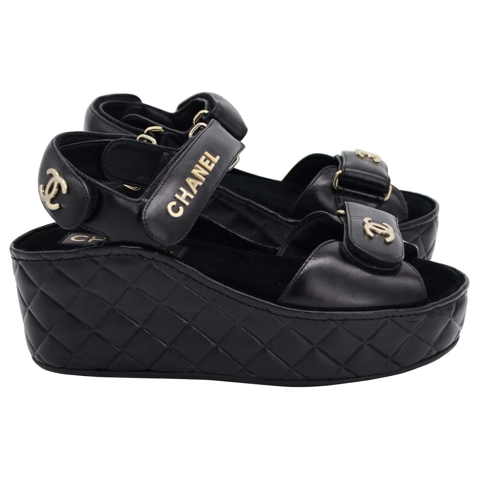 VELCRO WEDGE LEATHER SANDALS