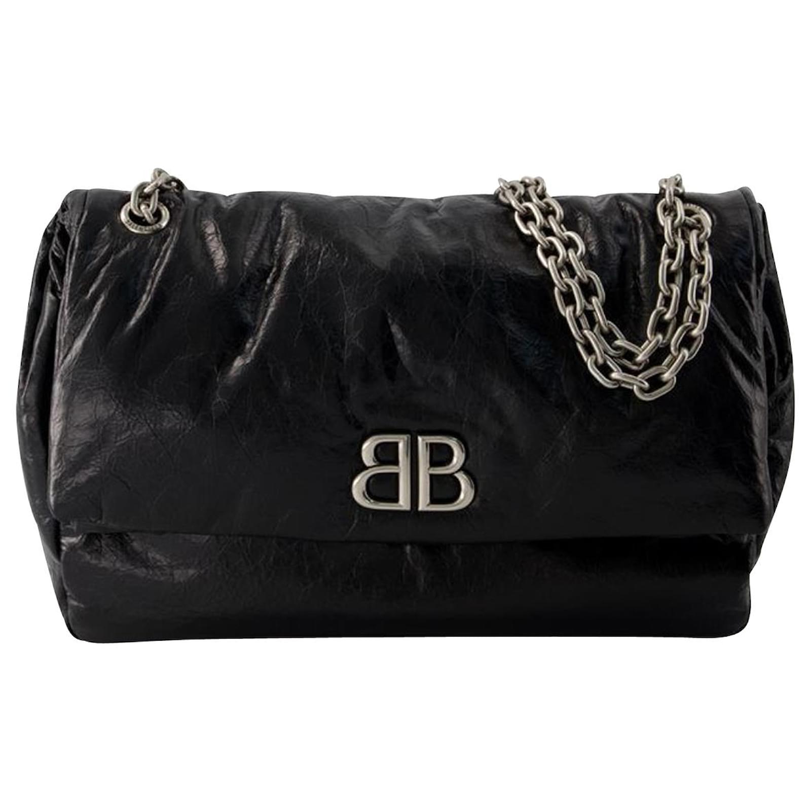 Monaco Hobo Bag M - Balenciaga - Leather - Black Pony-style