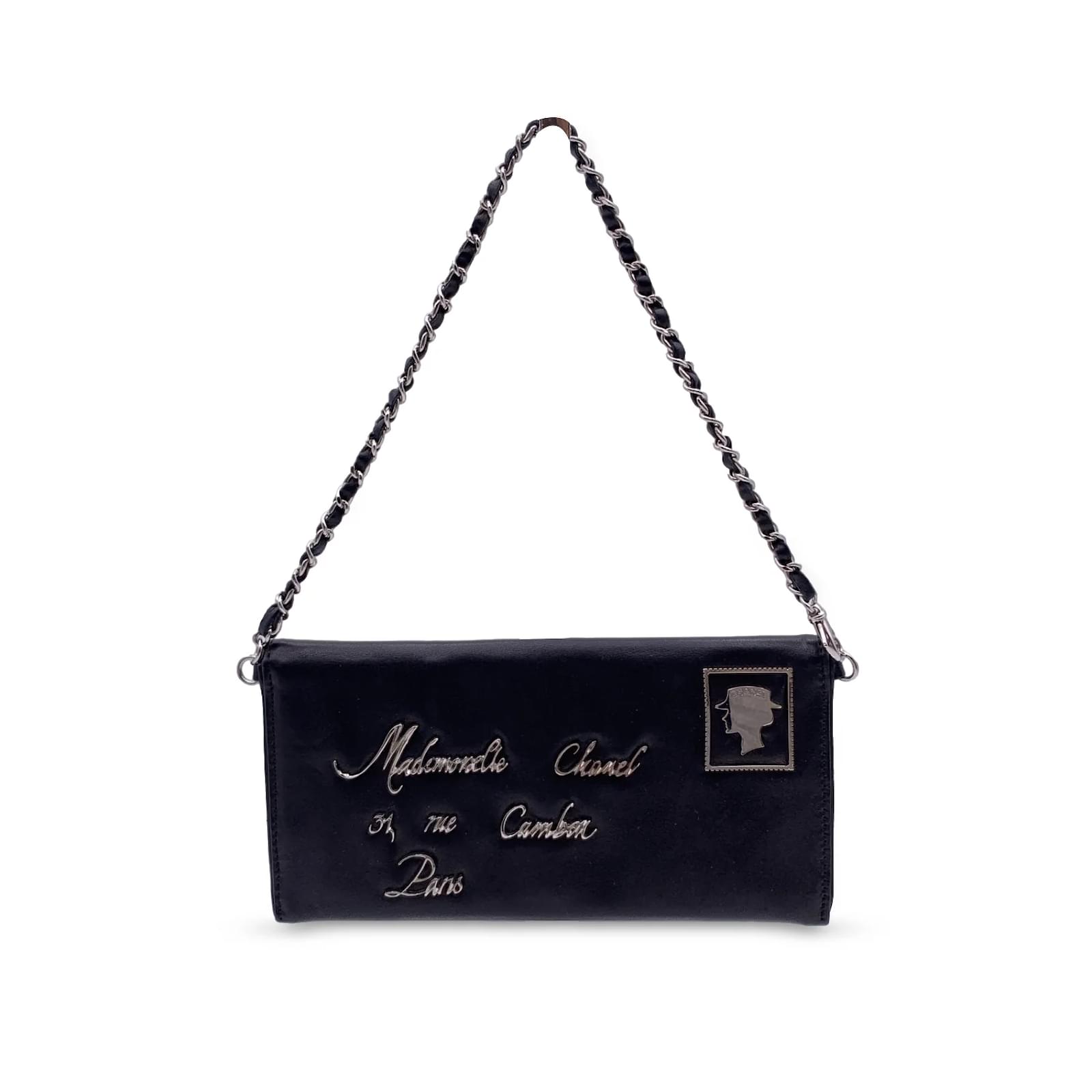 Chanel Black Leather Limited Edition Mademoiselle Postcard Mini