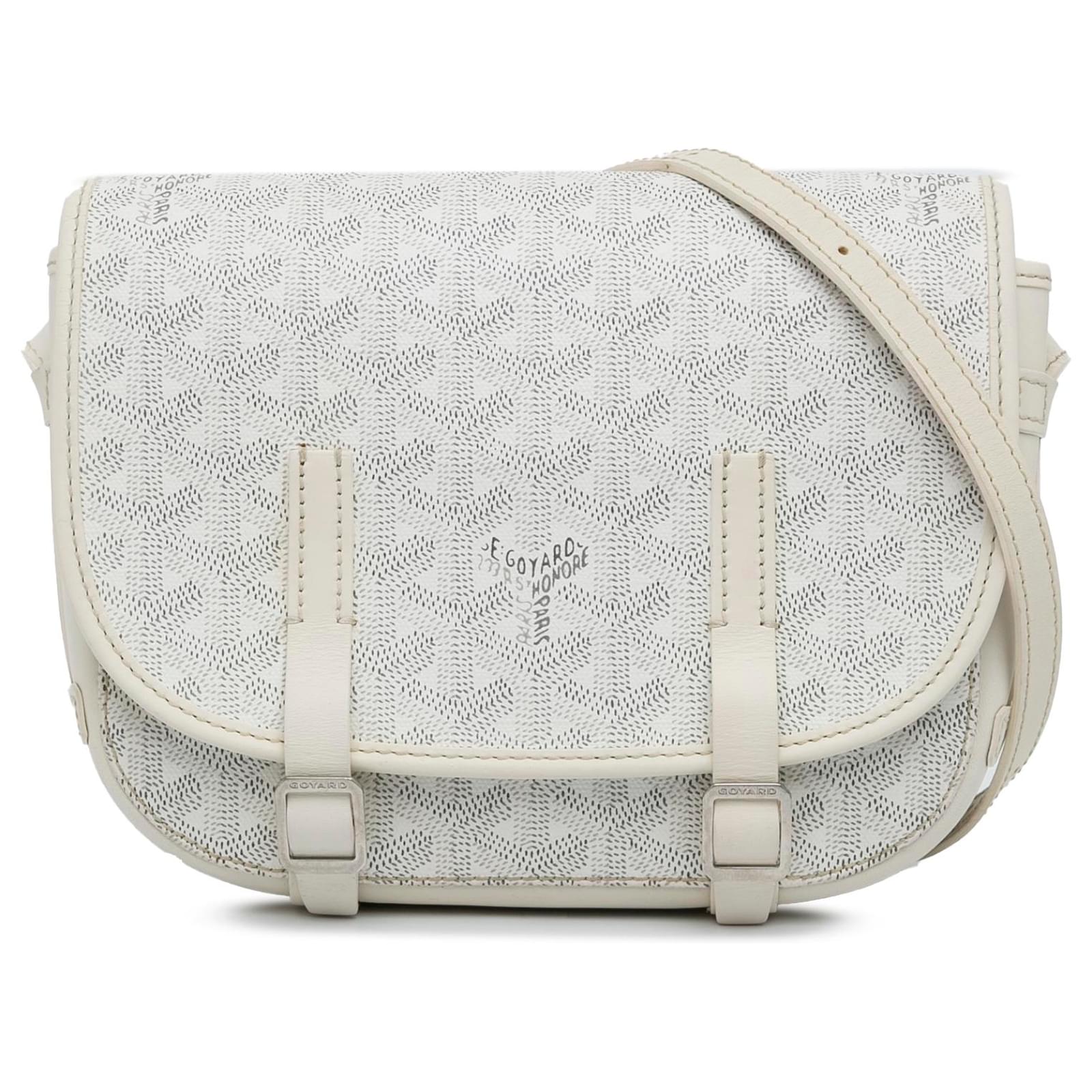 Goyard Bianco Goyardine Belvedere PM Pelle Tela Vitello simile a