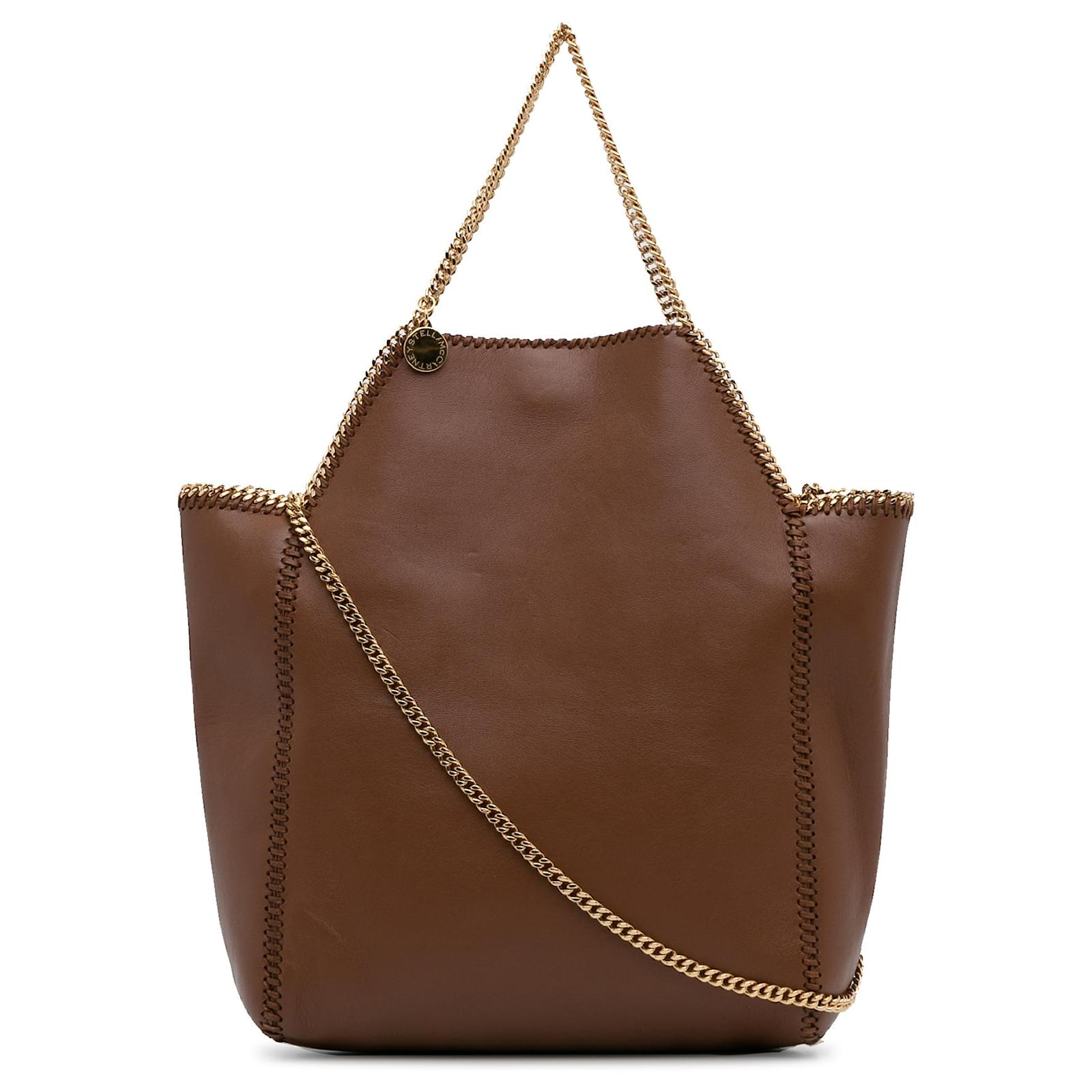 Stella Mc Cartney Stella McCartney Brown Falabella Fold Over Satchel Polyester Cloth ref.1054563 Joli Closet