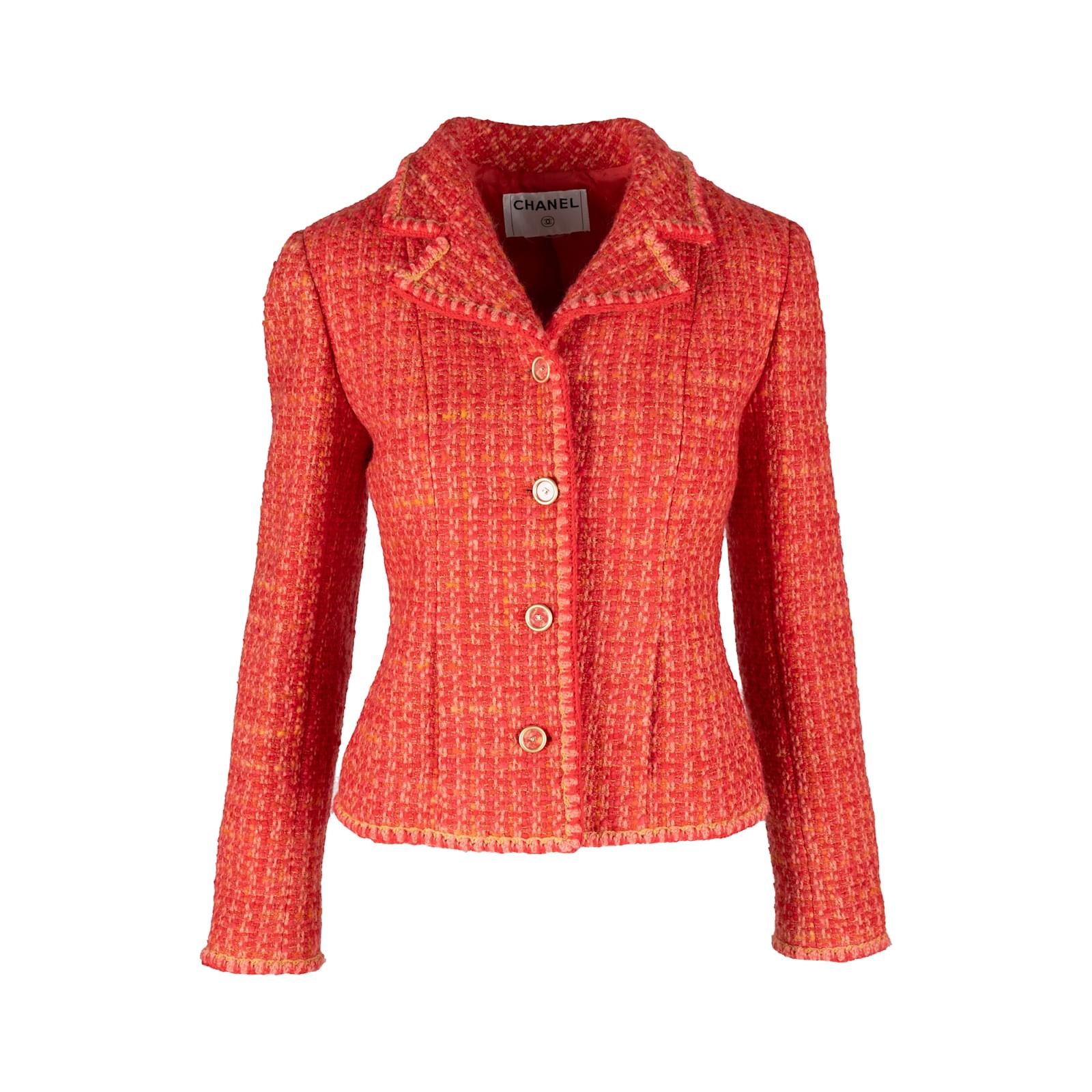 Chanel Tweed Jacket Red ref.1055939 - Joli Closet