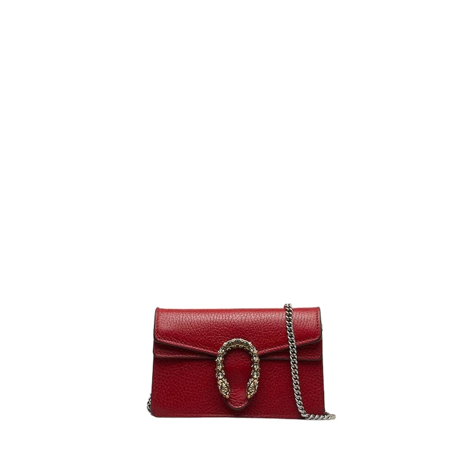 Gucci Super Mini Leather Dionysus Crossbody Bag 476432 Red Pony-style ...