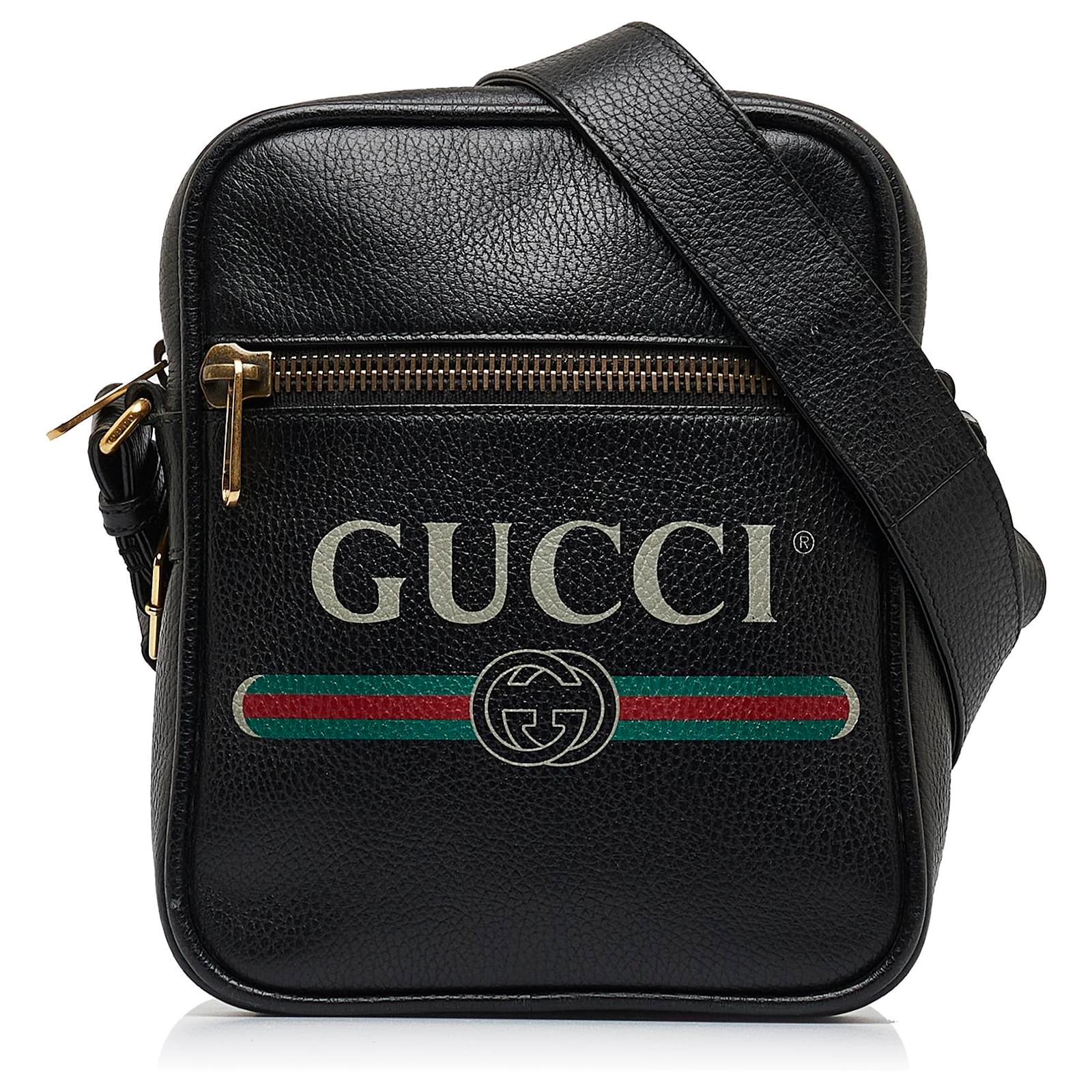 Gucci Black Gucci Logo Crossbody Leather Pony-style calfskin
