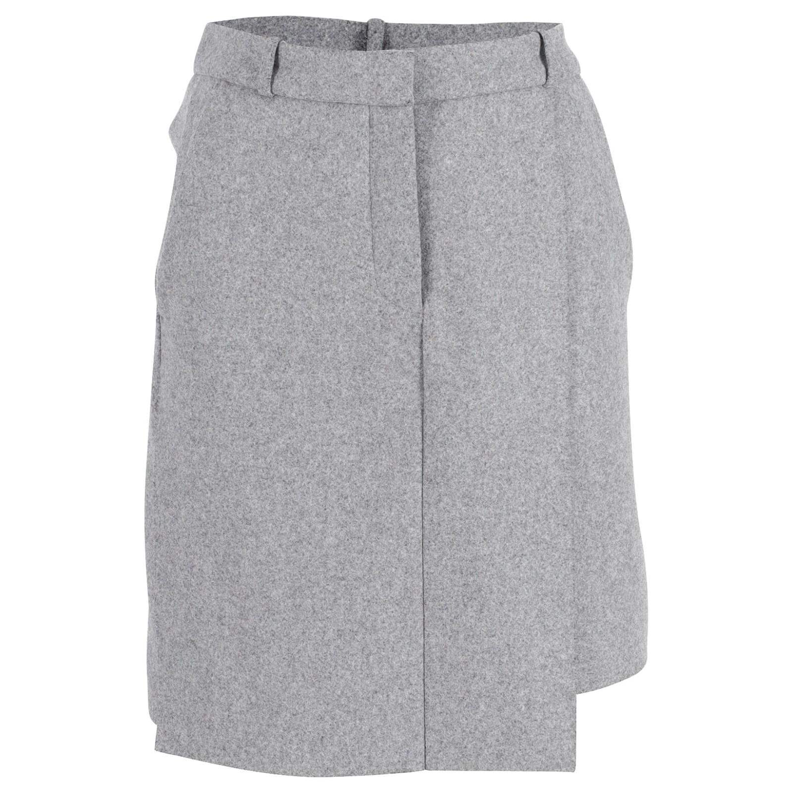 Acne Studios Knee Length Skirt in Grey Wool Brown ref.1056382 Joli Closet