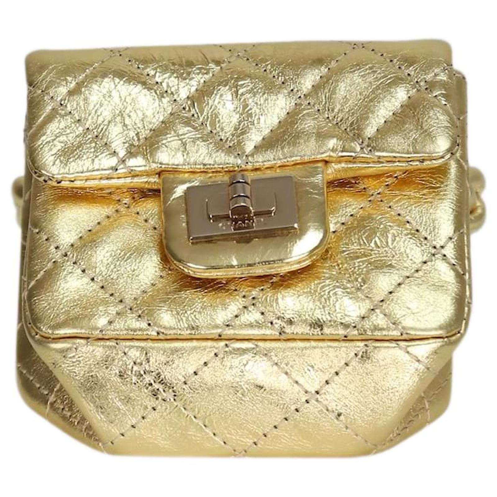 Chanel Gold 2008-2009 metallic micro 2.55 Reissue ankle bag Golden
