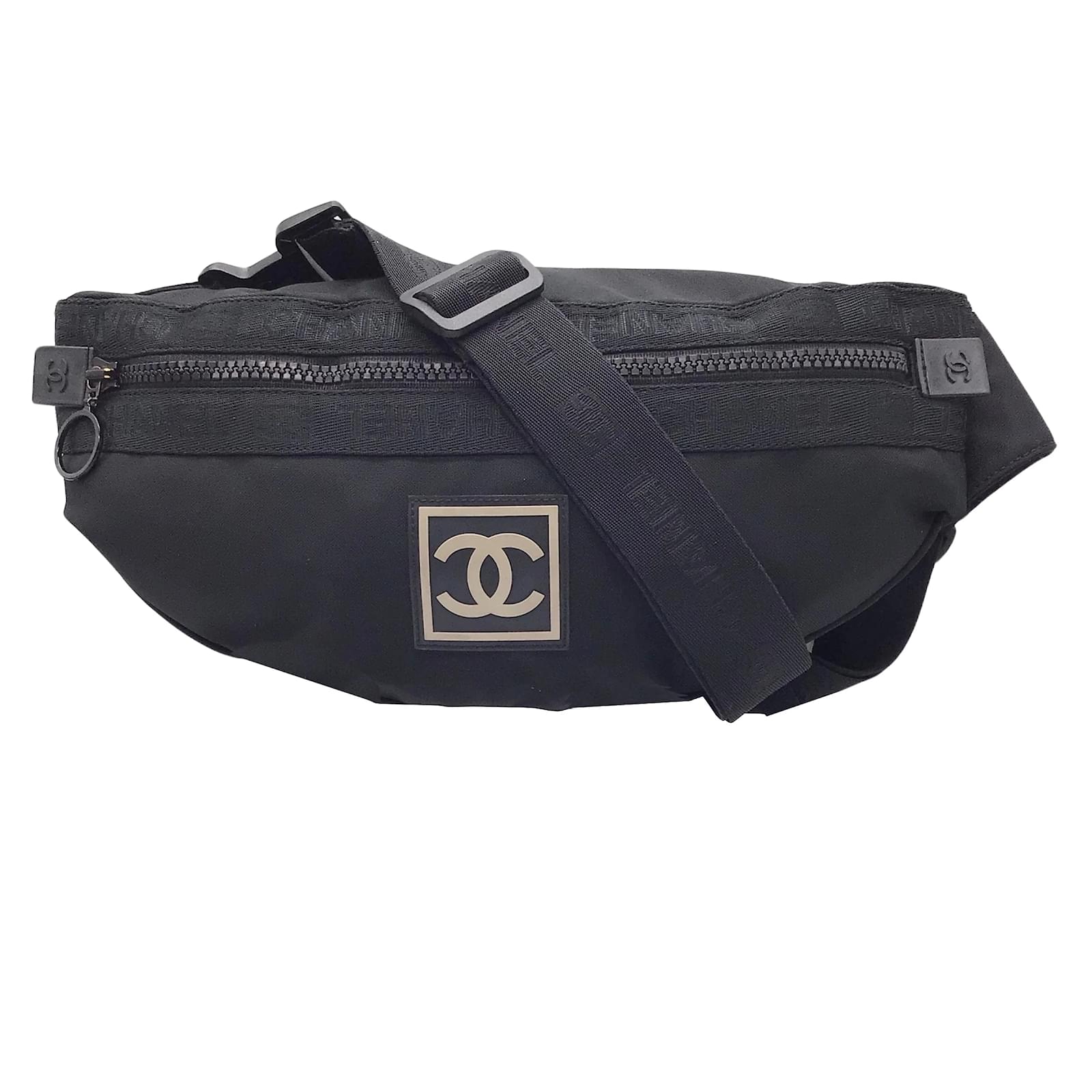 Chanel black 2003-2004 Sport Line X-Large Waist Belt Bag Cloth ref