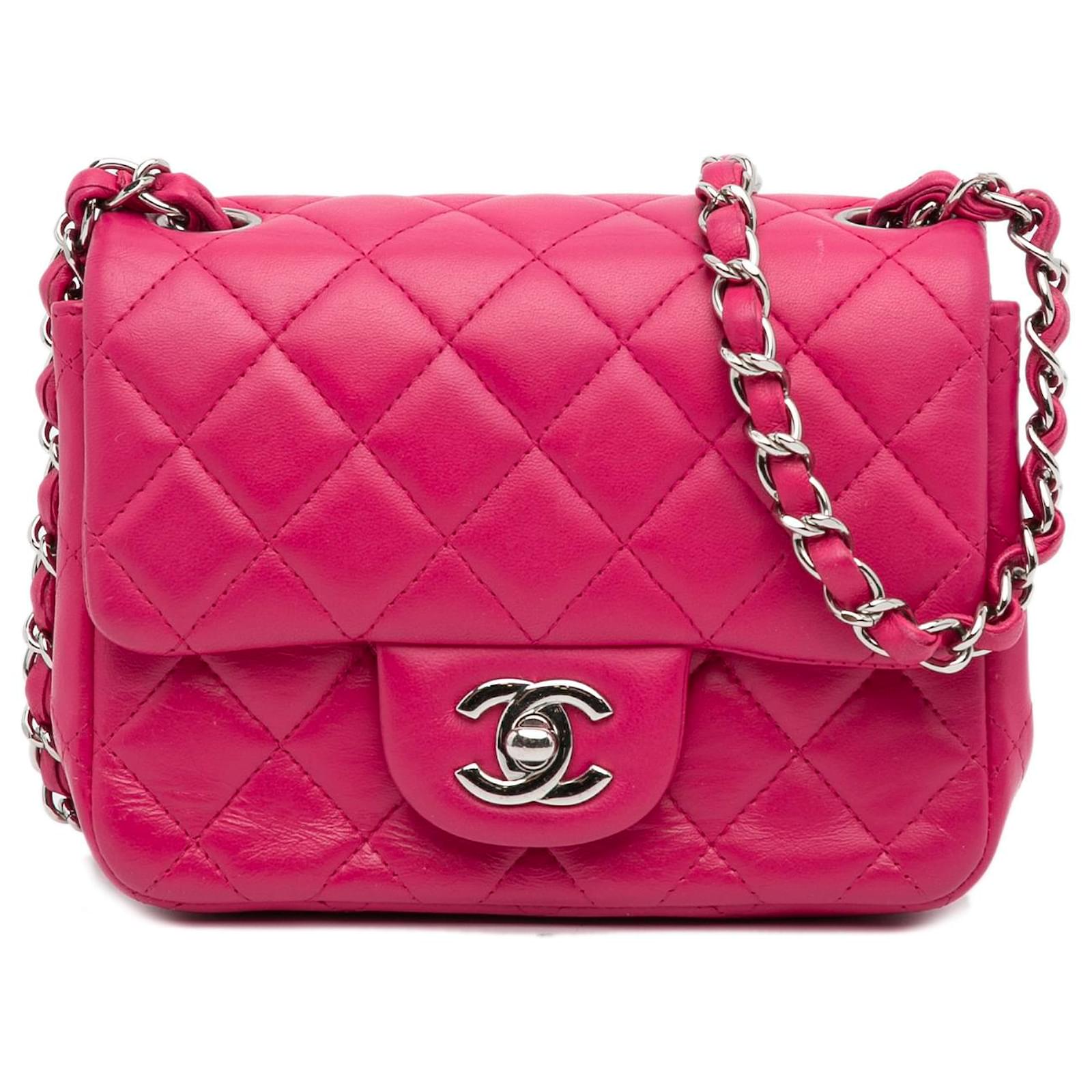 Chanel Pink Mini Classic Lambskin Square Flap Leather ref.1057262 - Joli  Closet