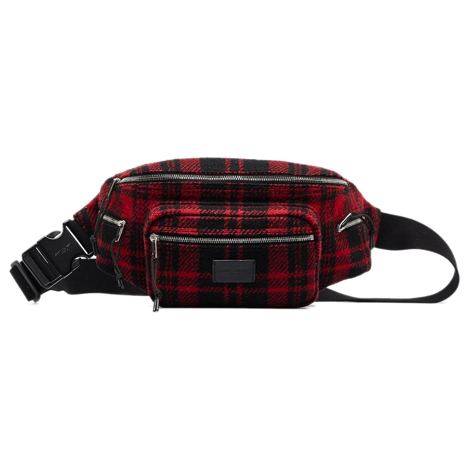 Saint Laurent Red Nuxx Tartan Bumbag Wool Cloth Joli