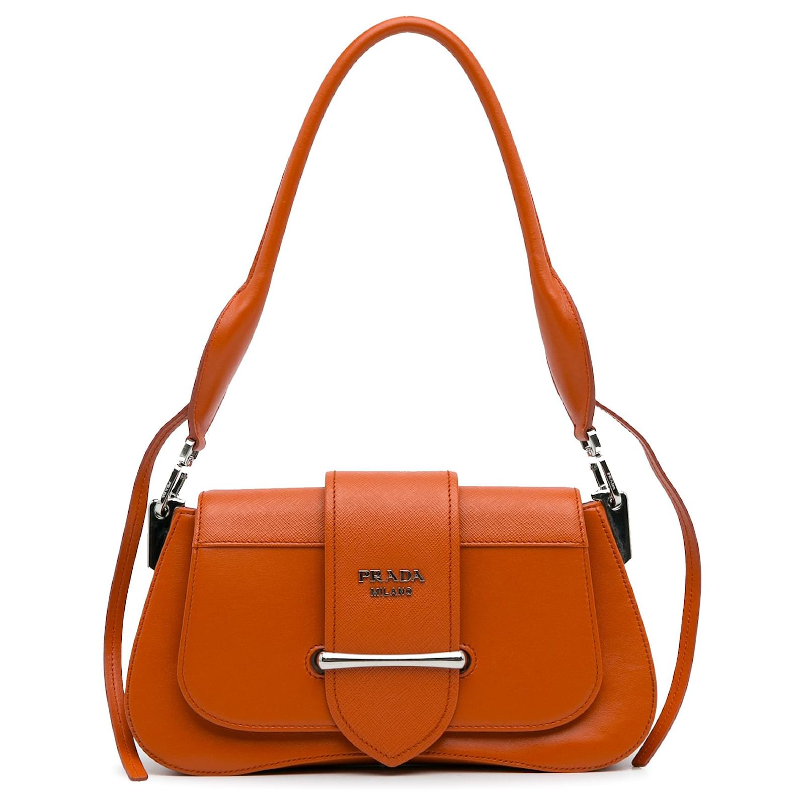 Prada Orange Sidonie Leather Satchel Pony style calfskin ref.1057348 Joli Closet