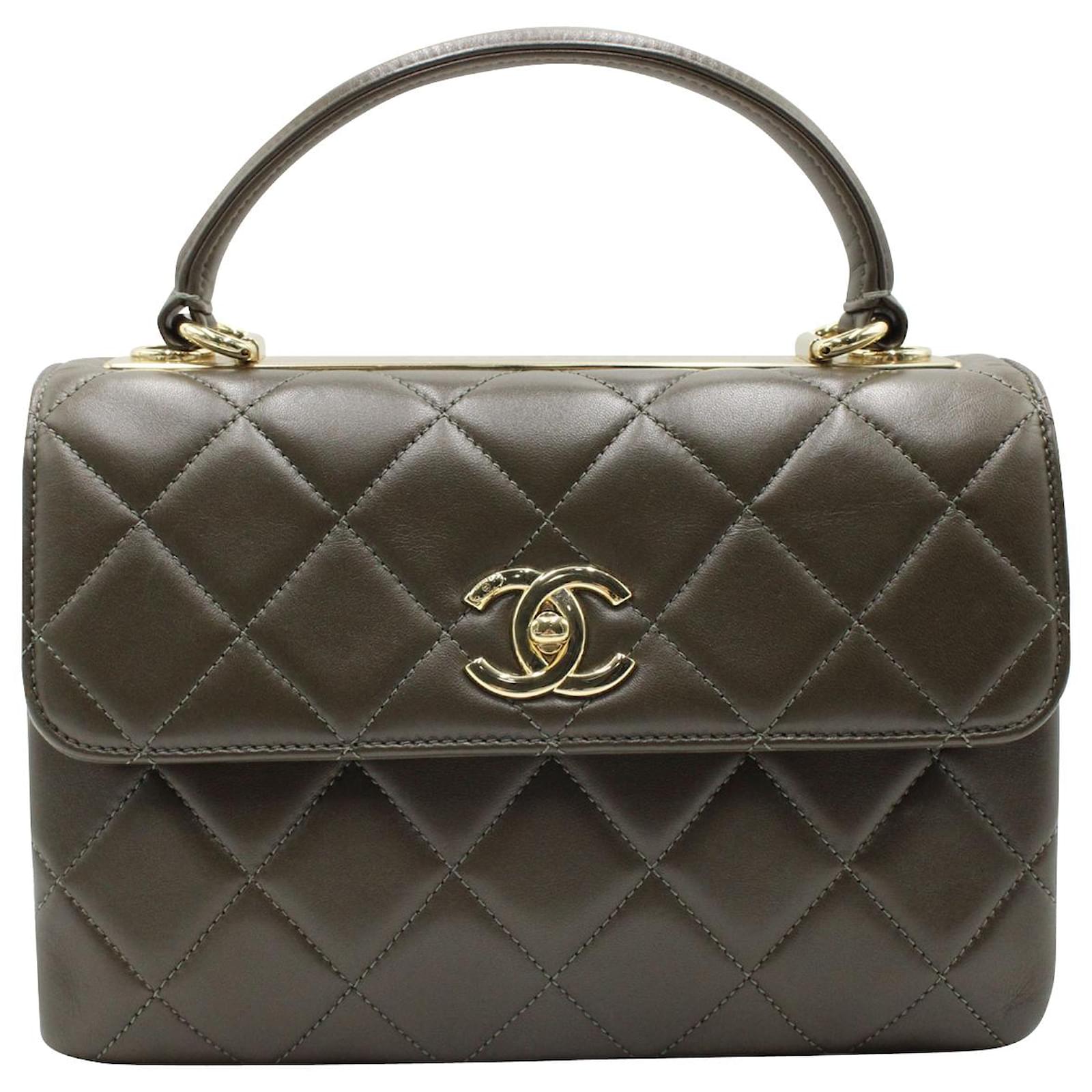Chanel Small Trendy CC Flap in Olive Green Lambskin Leather ref