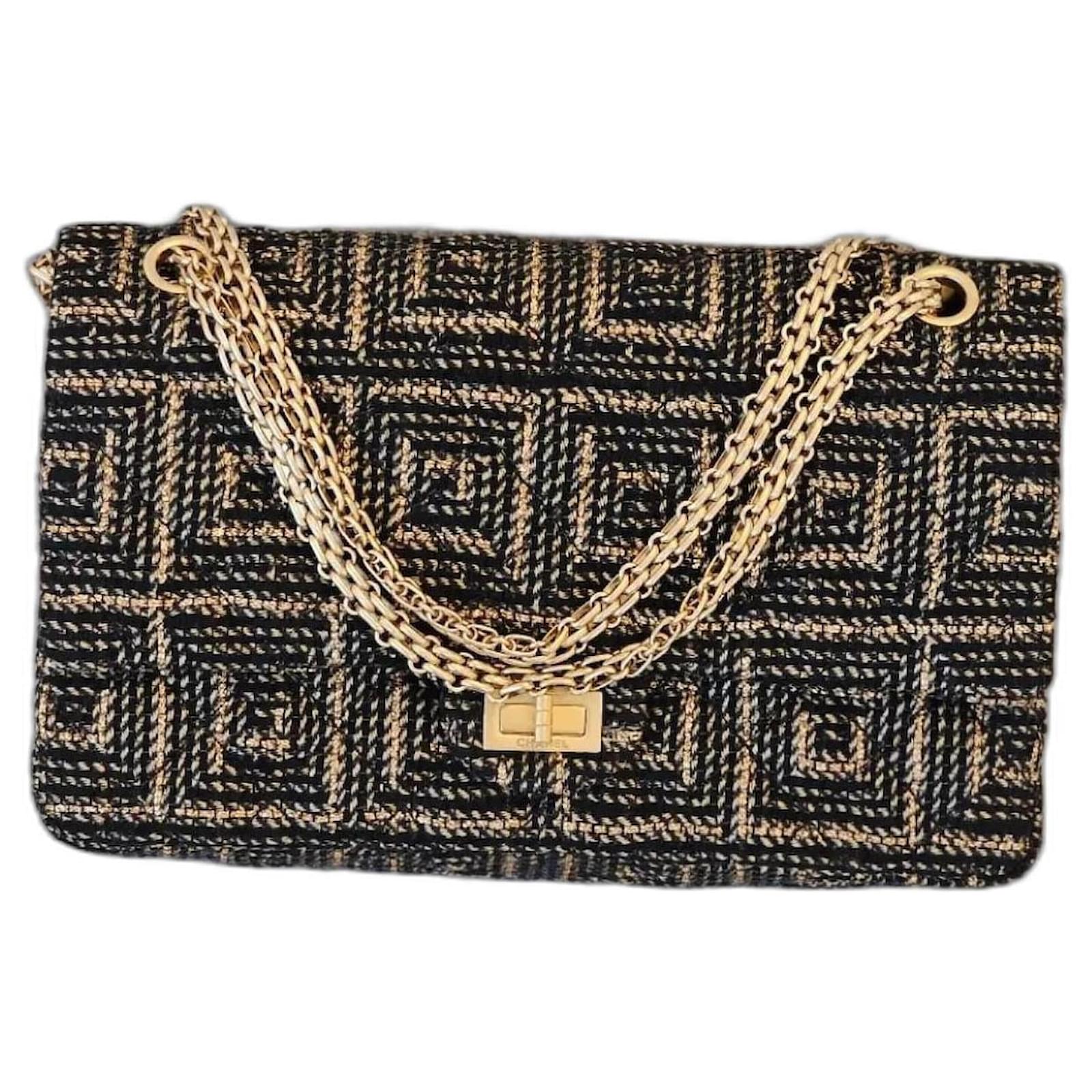 Full Set! Chanel 2011 Limited Edition Rare Paris-Byzance Gold and Black  Tweed 2.55 Reissue 226 Medium lined Flap Bag! Golden Gold hardware Leather  ref.1057693 - Joli Closet