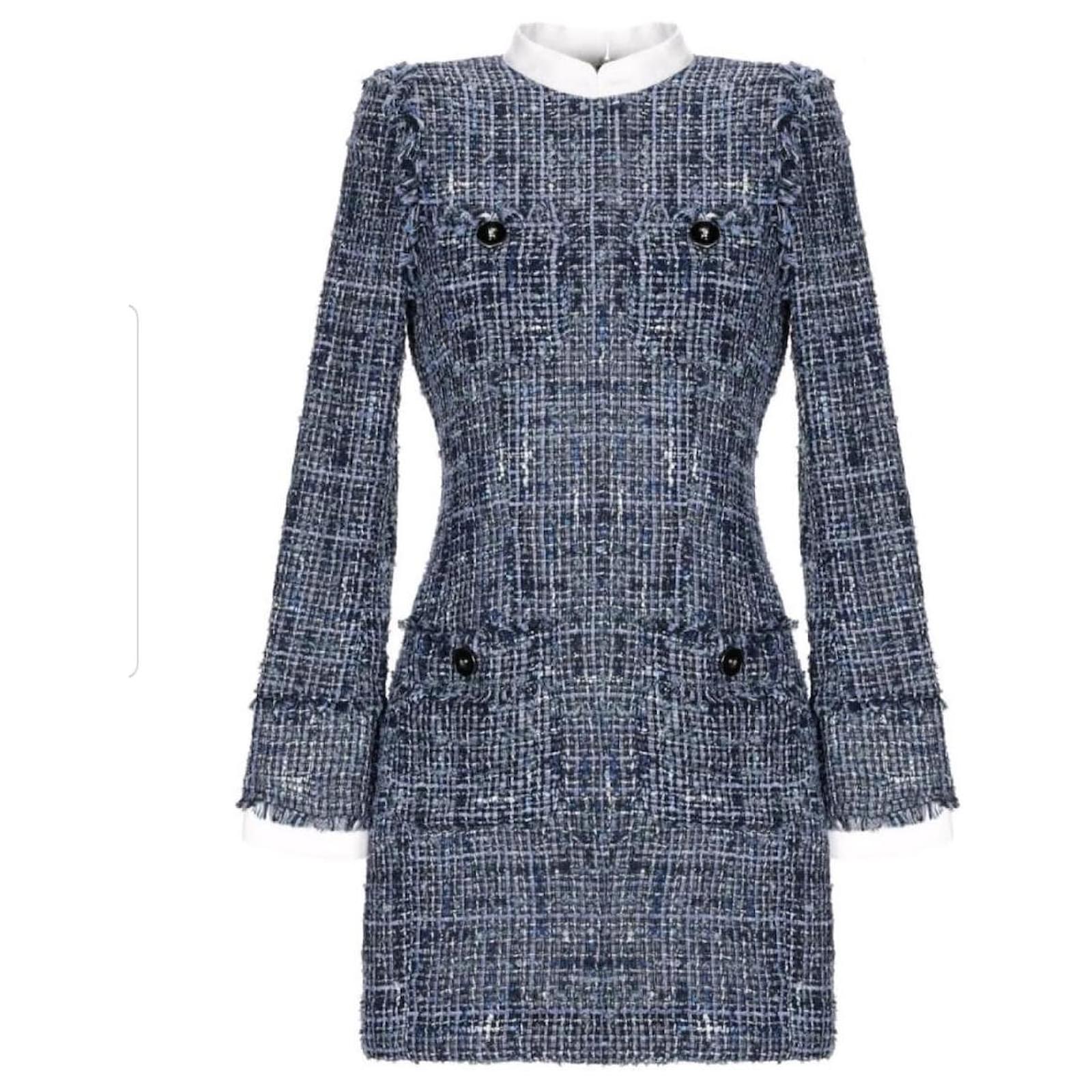 Alessandra Rich dress Blue Tweed ref.1057705 - Joli Closet