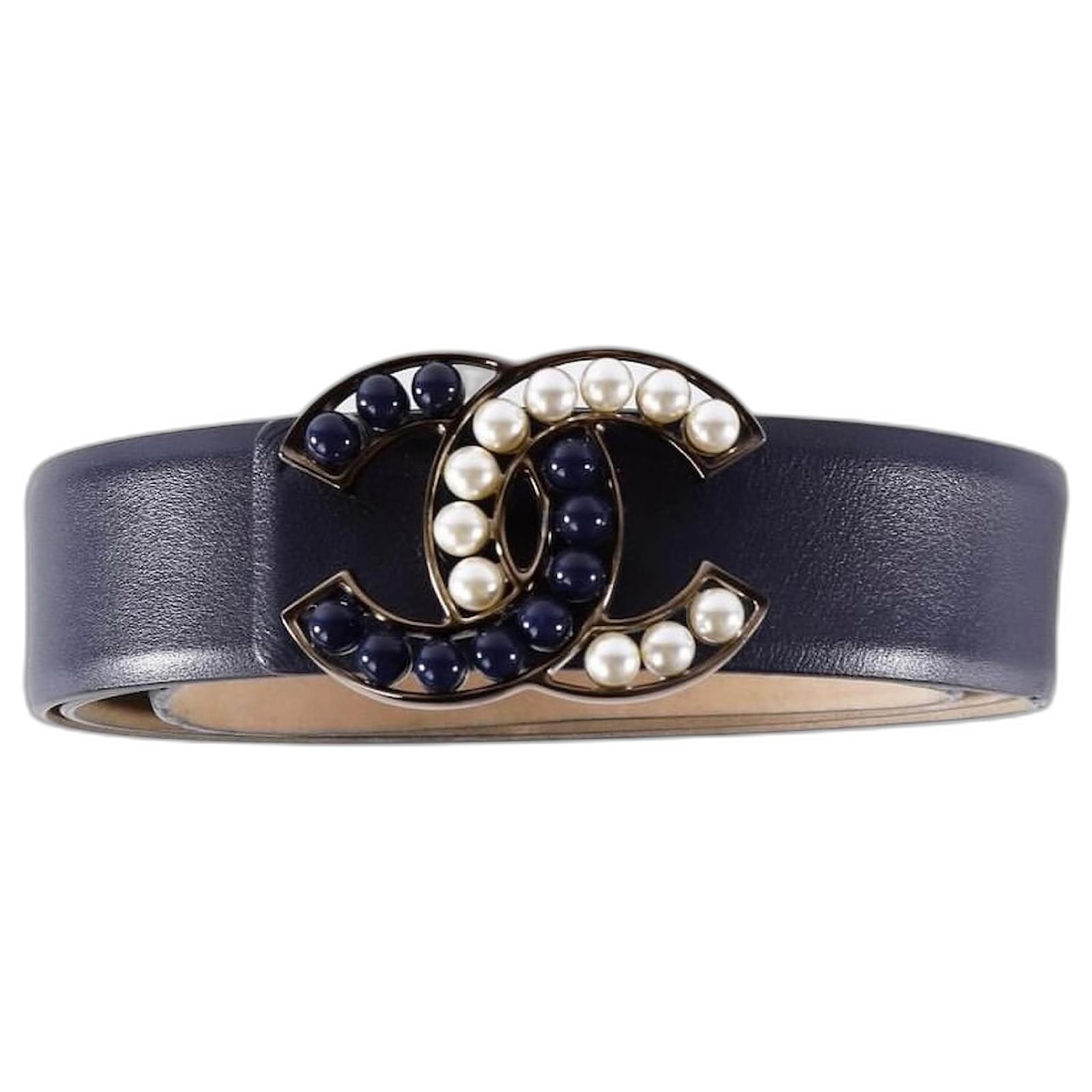 Chanel Belts Navy blue Leather Joli Closet