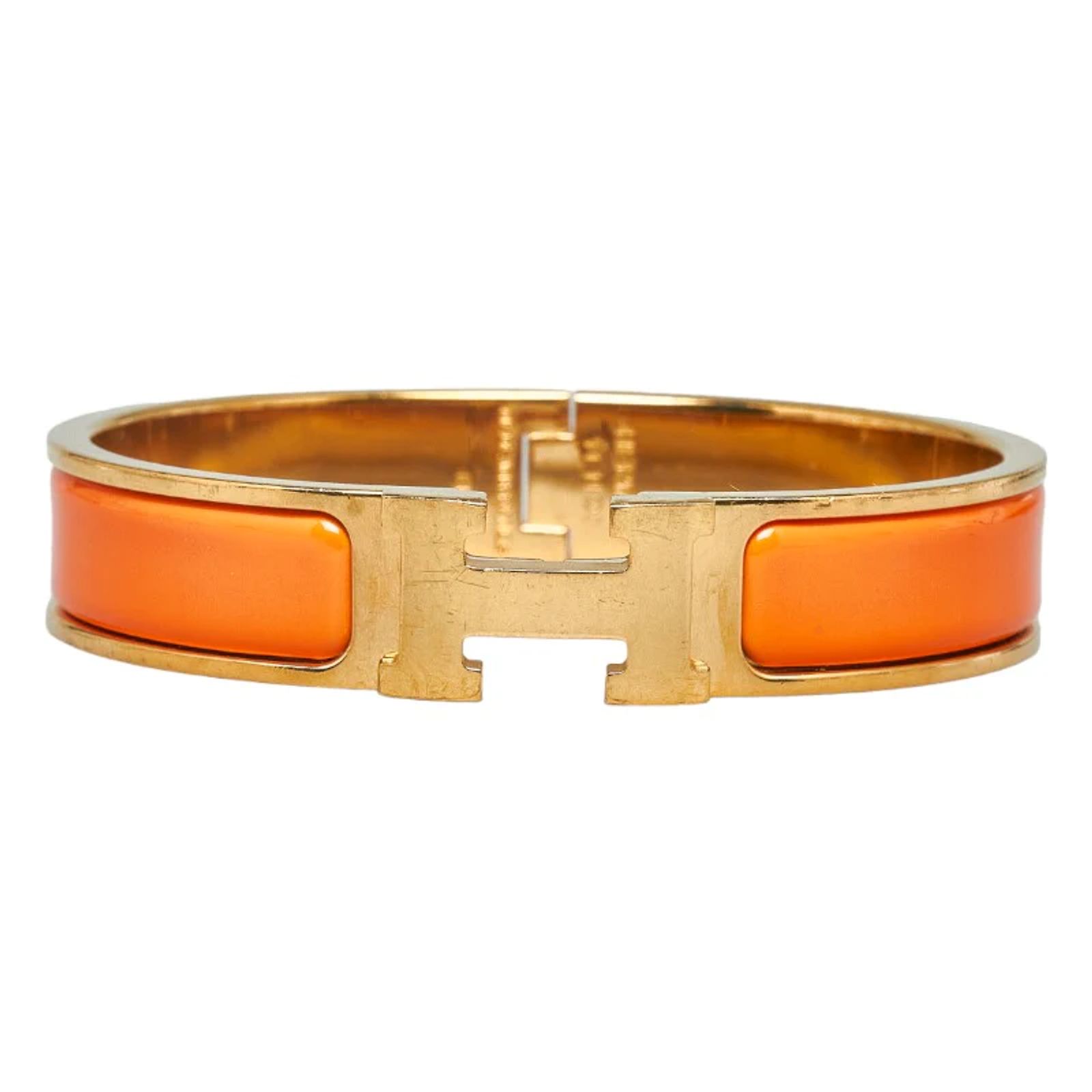 Hermès Clic H Bracelet Orange Enamel ref.1058327 - Joli Closet