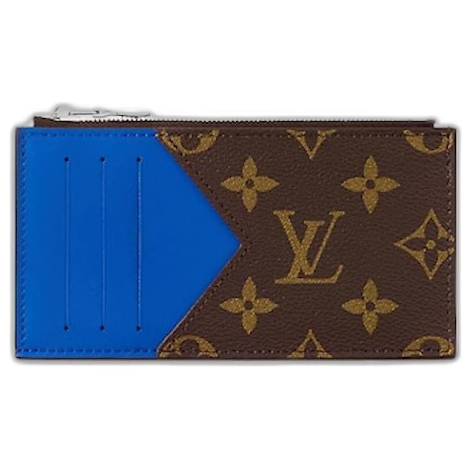 Louis Vuitton Coin Card Holder Blue Monogram Macassar