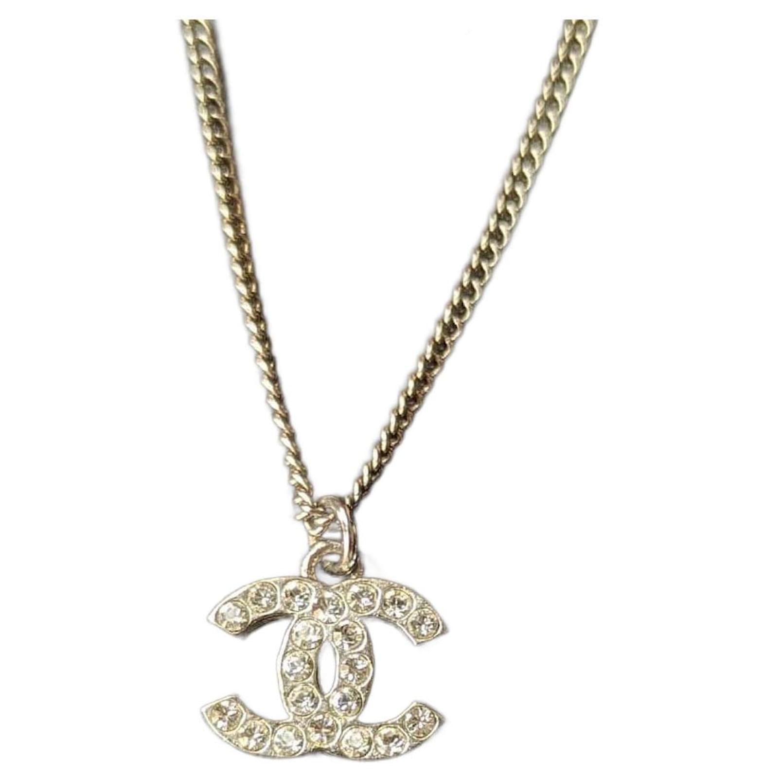 Pendant Necklaces Chanel Rare Chanel CC f12V Logo Classic Timeless Crystal Necklace Box Receipt