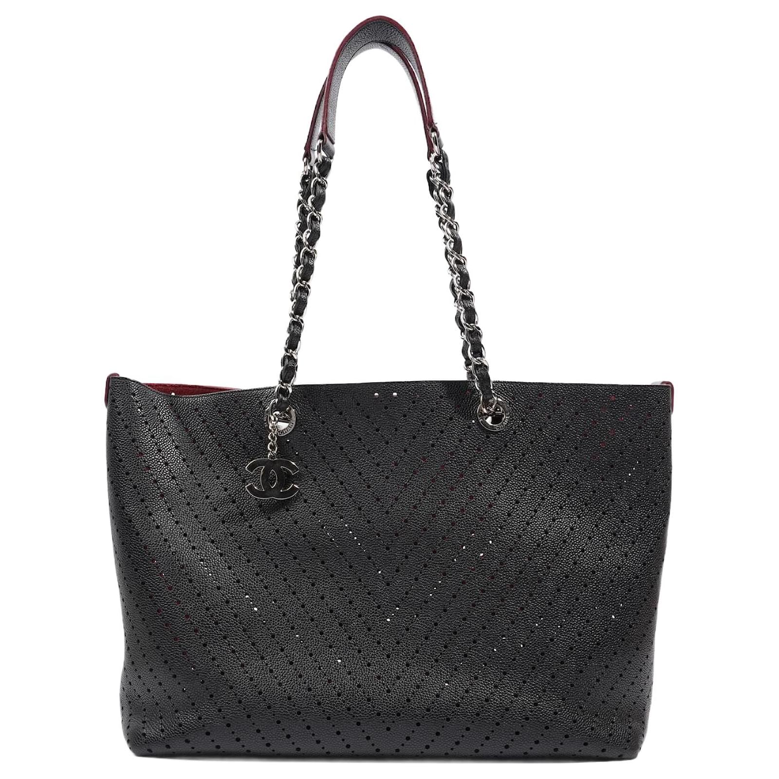 Chanel Shopping Tote Perforated Black Caviar Leather