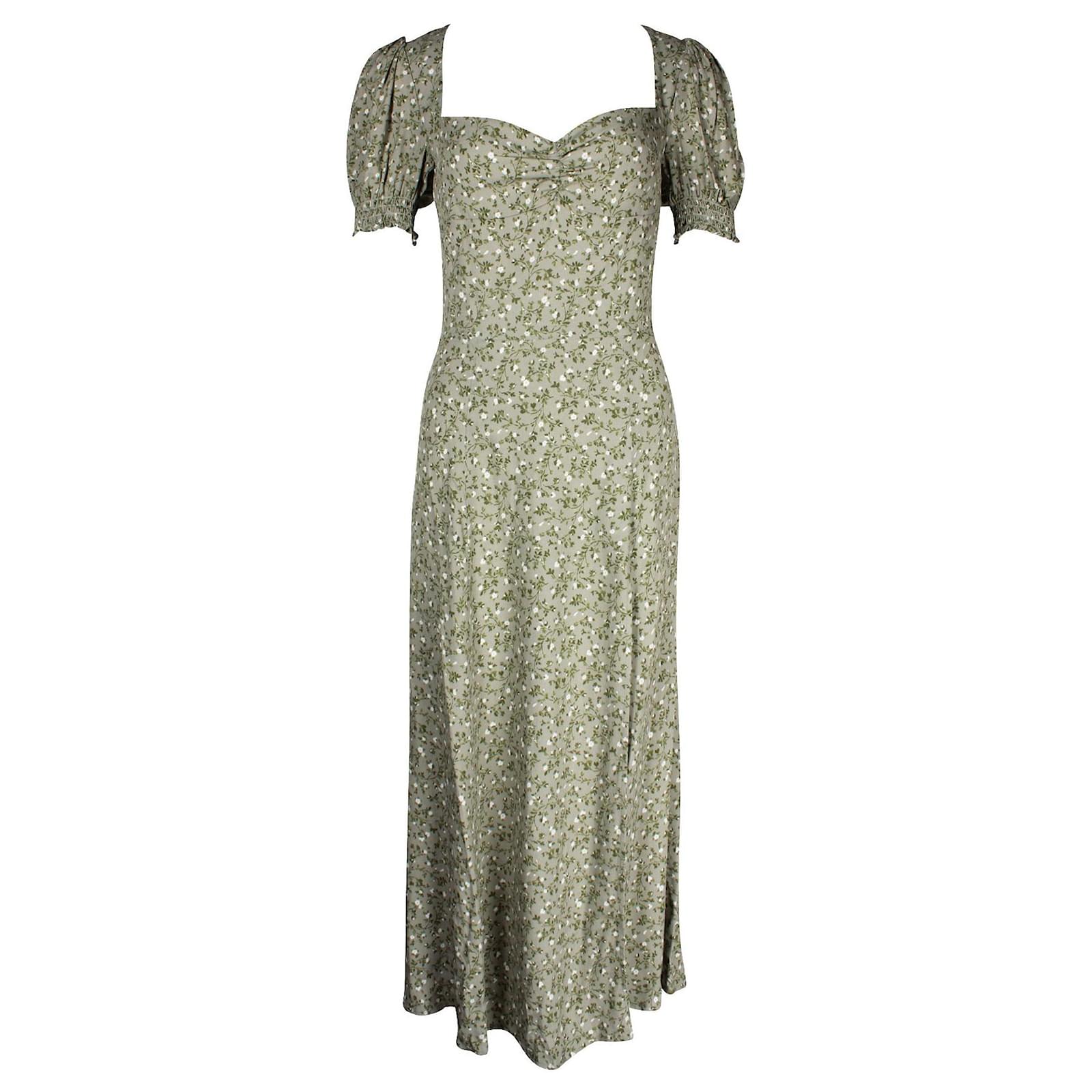 Reformation Green Floral Midi Dress (Sold) - Joli Closet