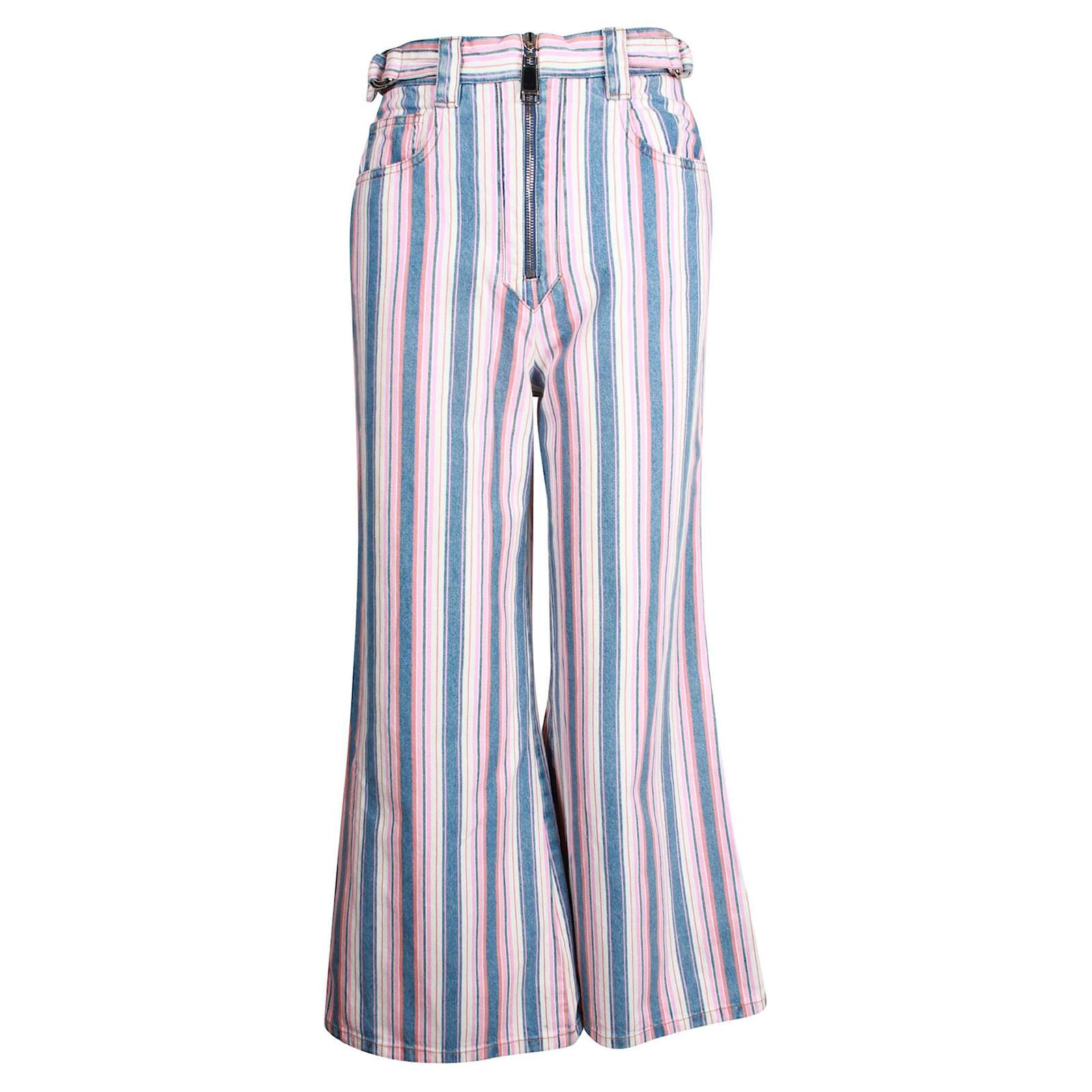 Miu Miu Candy Striped Wide Leg Pants Cotton ref.1060762