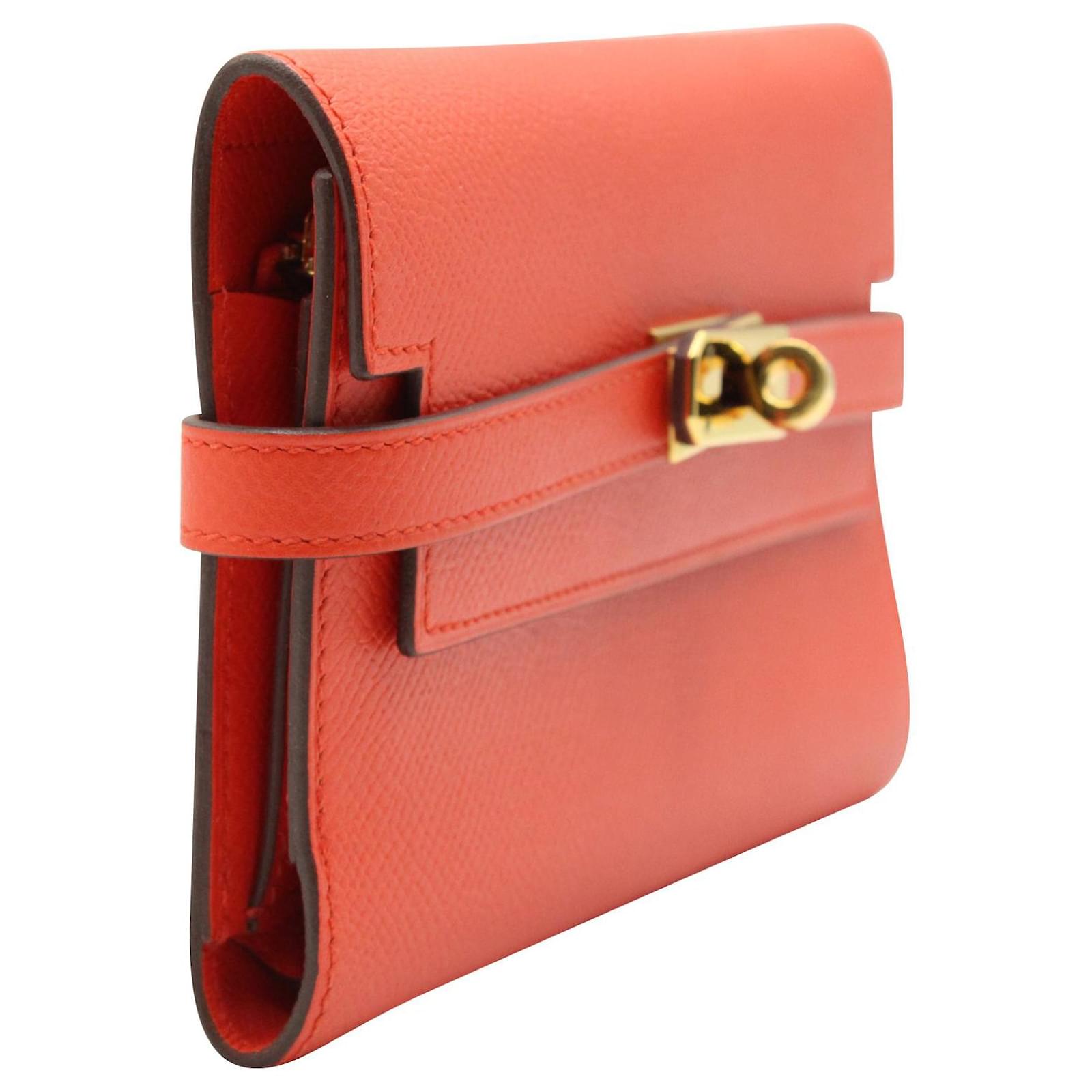 Hermès Kelly Continental Wallet in Orange Poppy Togo leather with