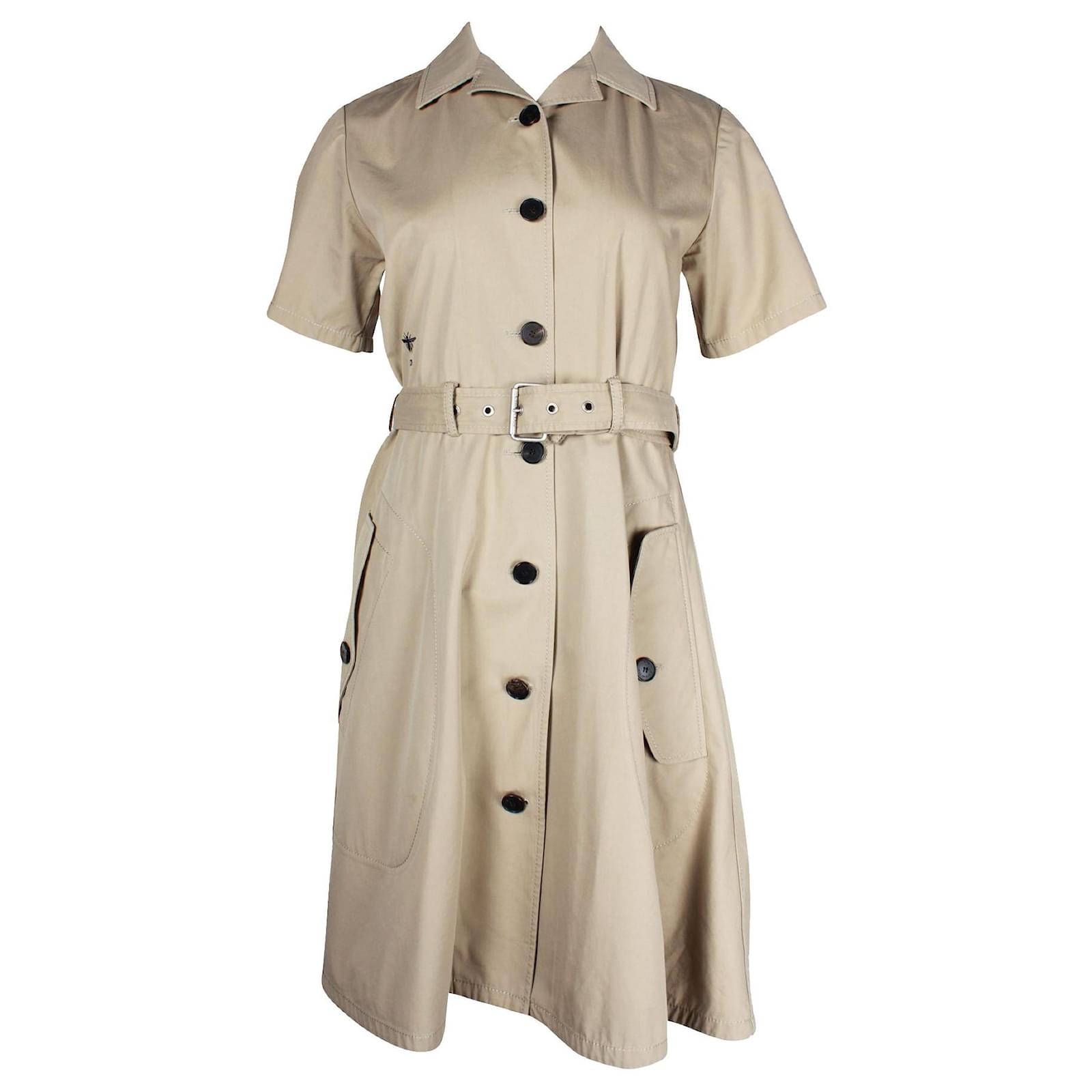 Dior Beige Trench Coat Dress Flesh Cotton ref.JC1061395 (Sold) - Joli Closet Dior Beige Trench Coat Dress Flesh Cotton ref.JC1061395 (Sold) - Joli Closet