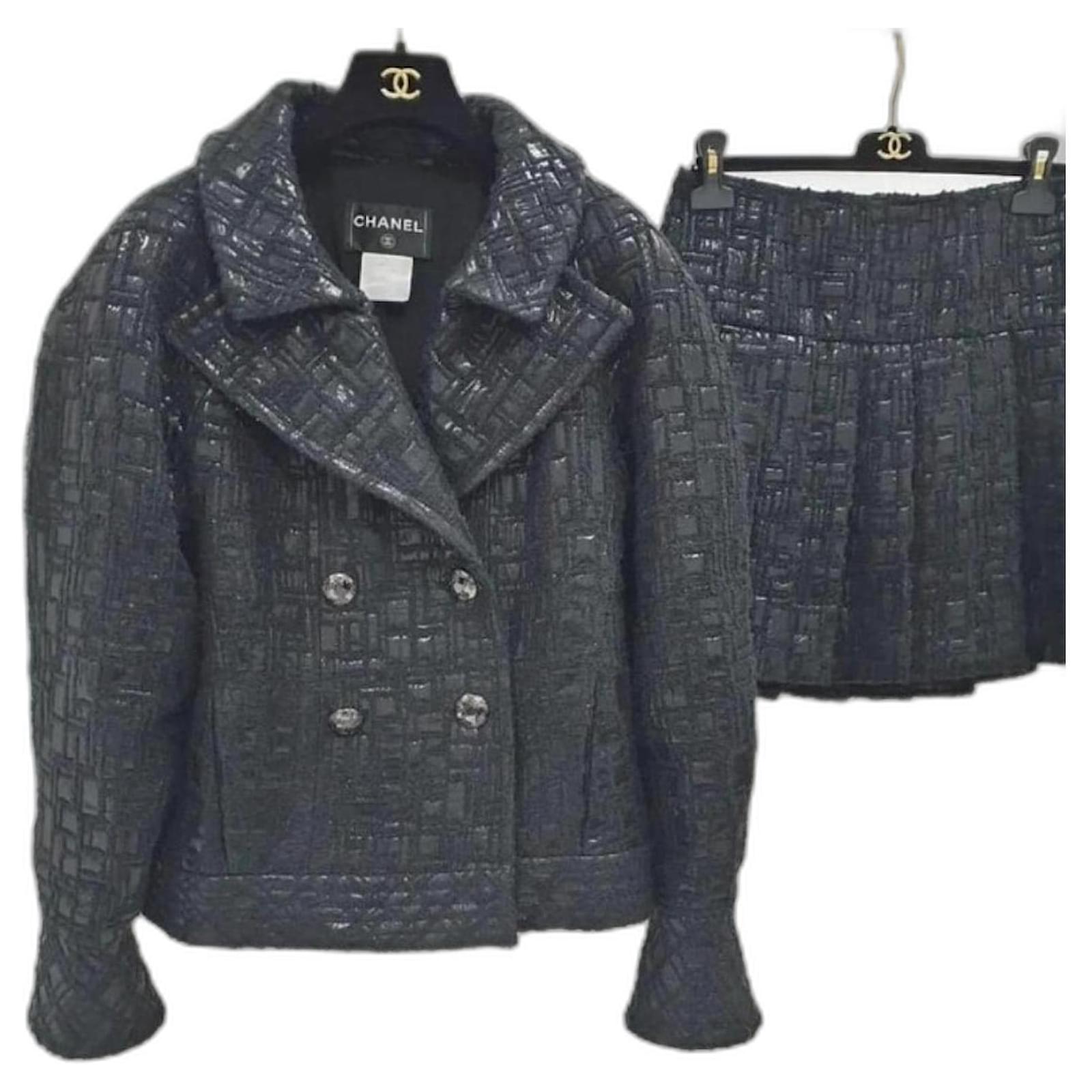 Chanel 13A Cyber Tweed Bomber Jacket Skirt Suit
