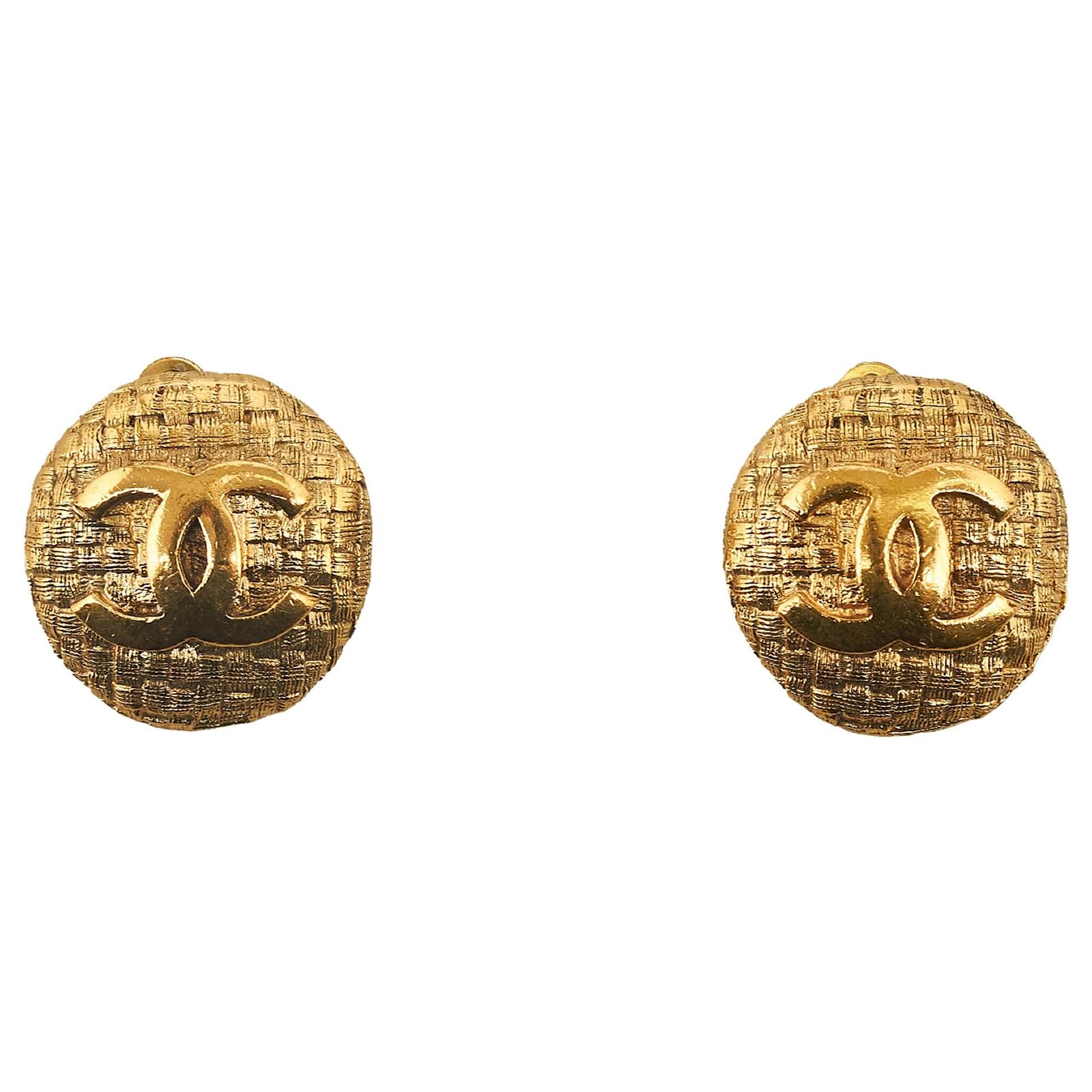 Chanel Gold Plated CC Clip On Earrings