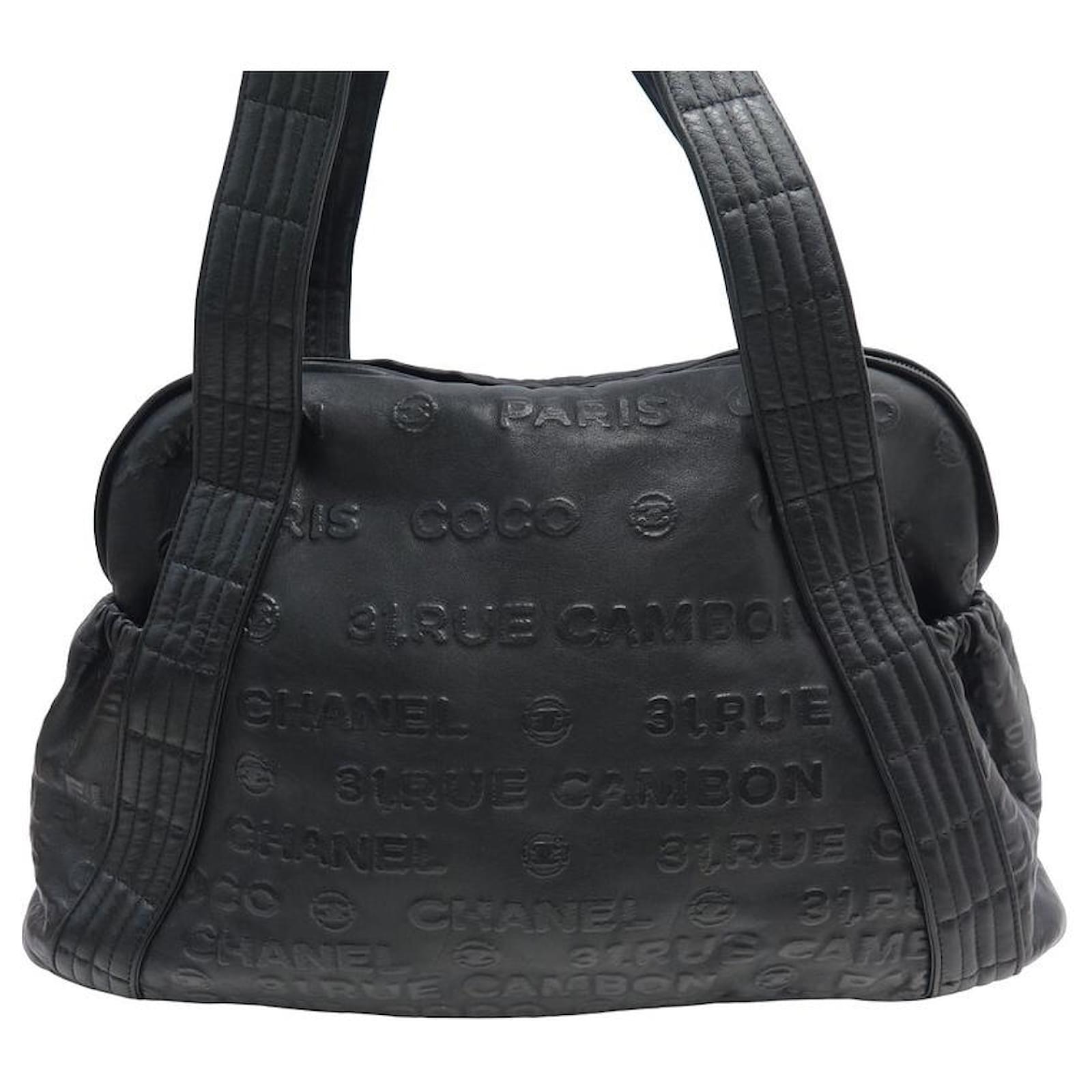 Handbags Chanel Chanel Bowling Handbag 31 Rue Cambon Black Leather Hand Bag Purse