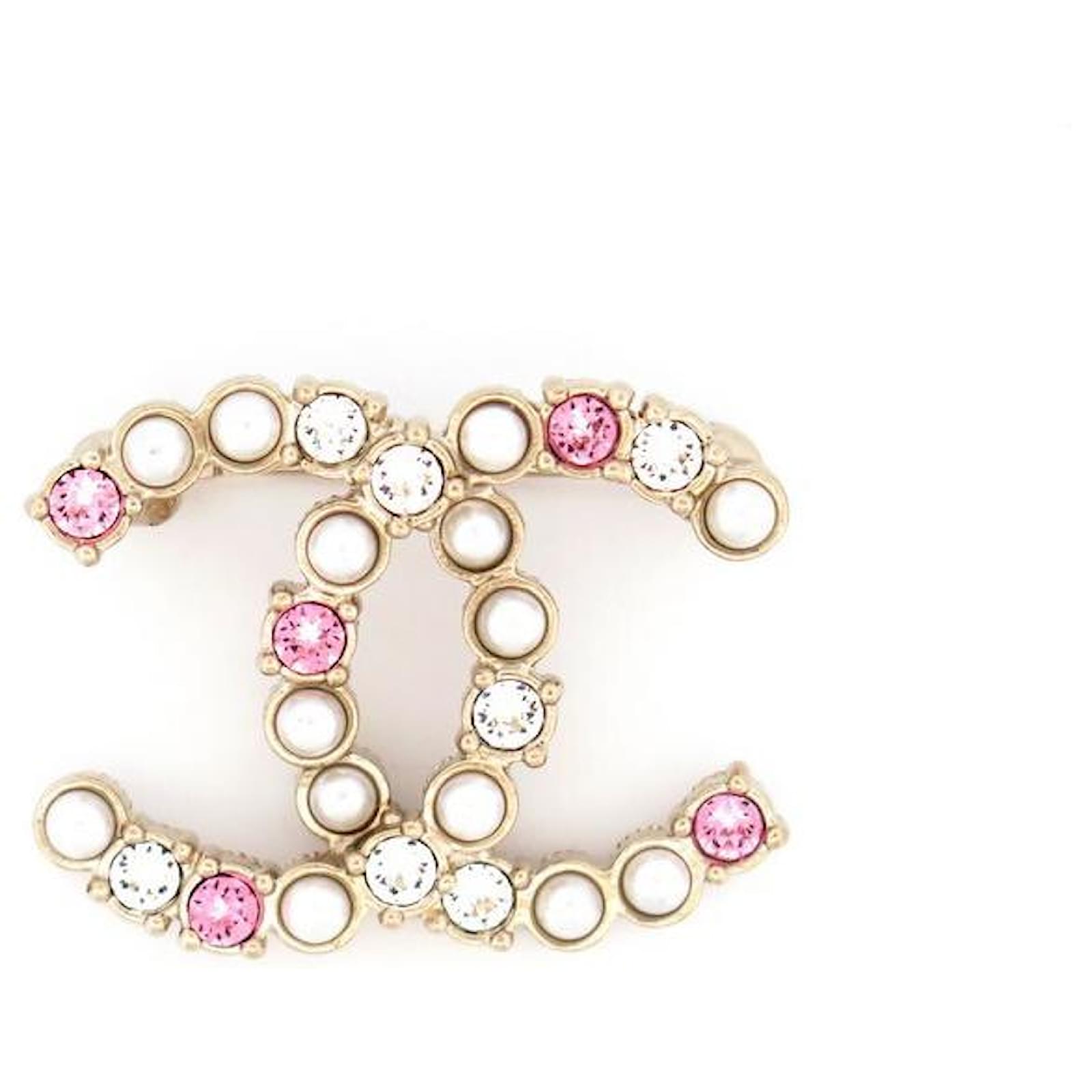 Chanel Emoticon Heart Brooch Metal with Crystals, Faux Pearls, and