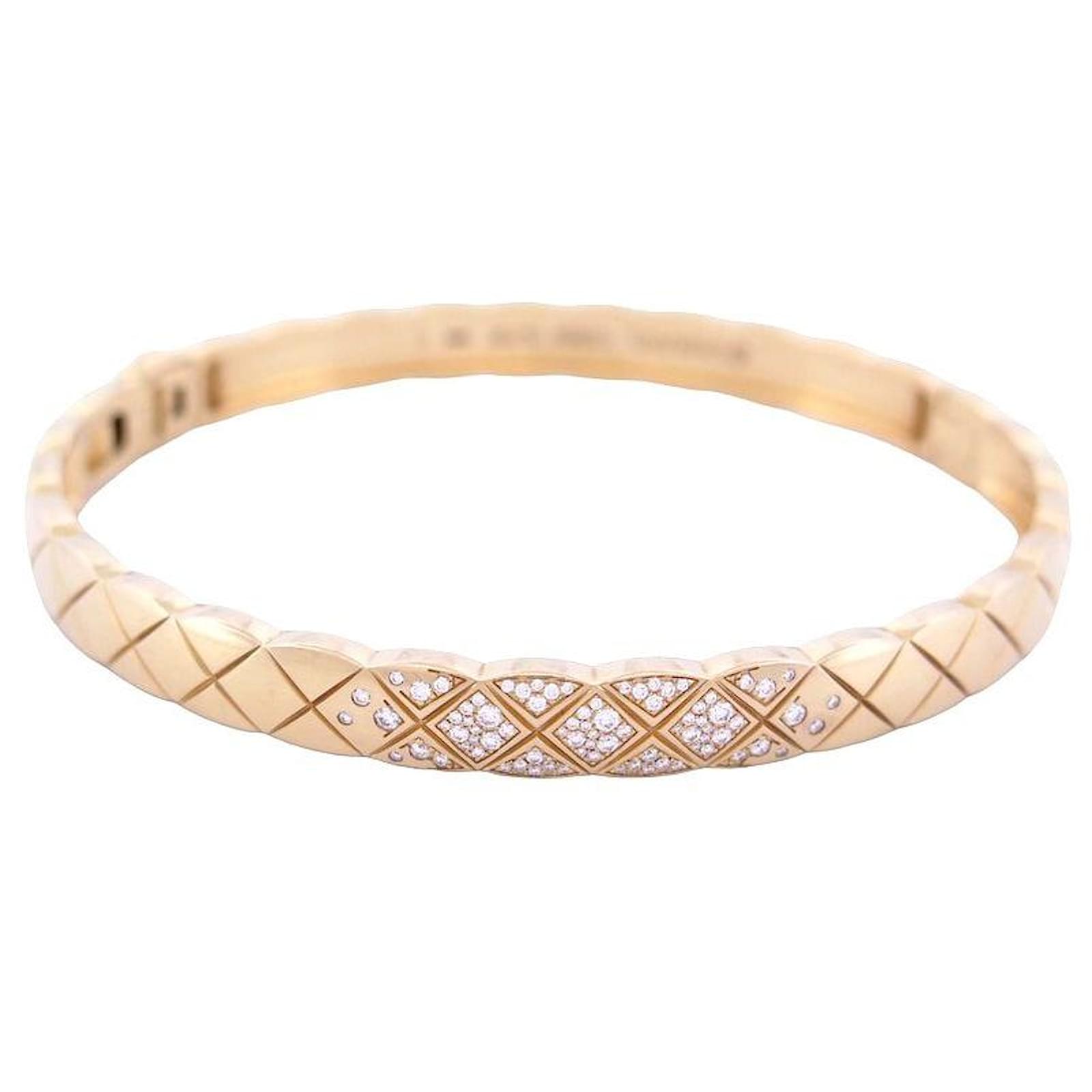 Bracelets Chanel Chanel Coco Crush Matelasse J BRACELET11763 20 Yellow Gold & Diamonds Strap