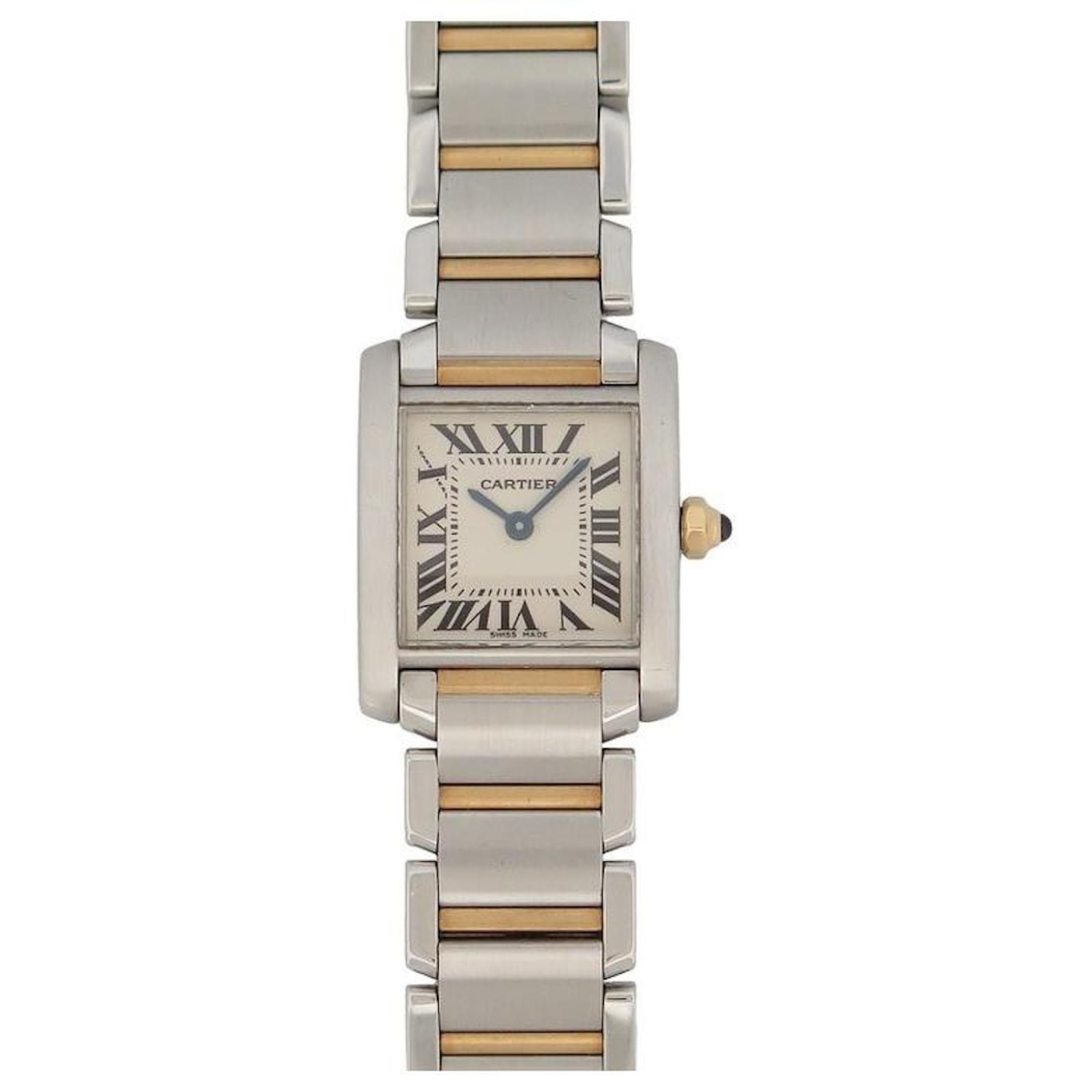 CARTIER TANK FRENCH WATCH 2300 PM 24 MM GOLD STEEL QUARTZ GOLD WATCH