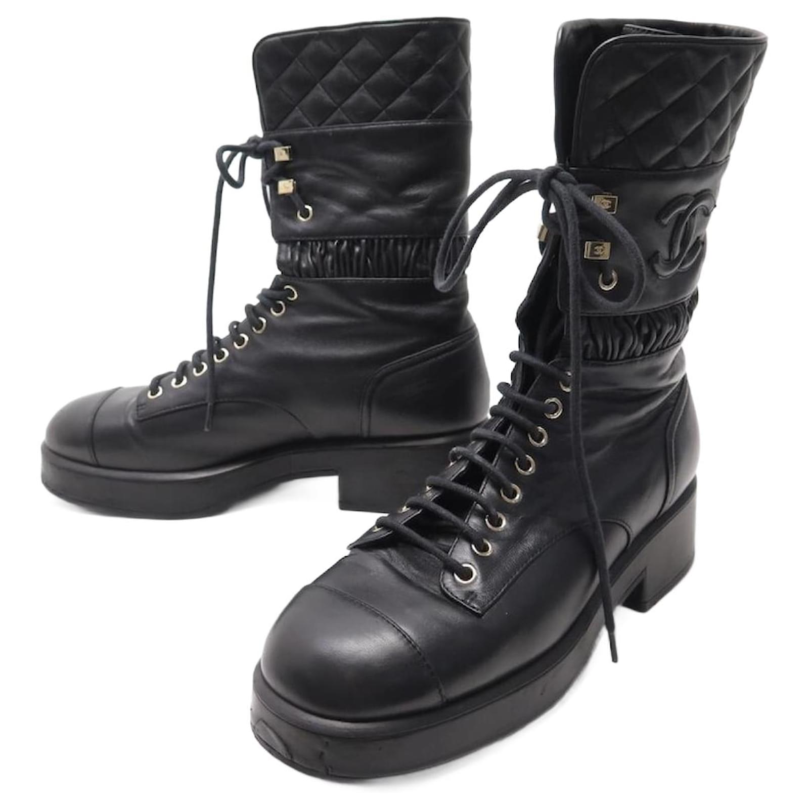 Ankle Boots Chanel New Chanel G Ankle BOOTS30289 36.5 37 Quilted Leather Rangers Combat Boots