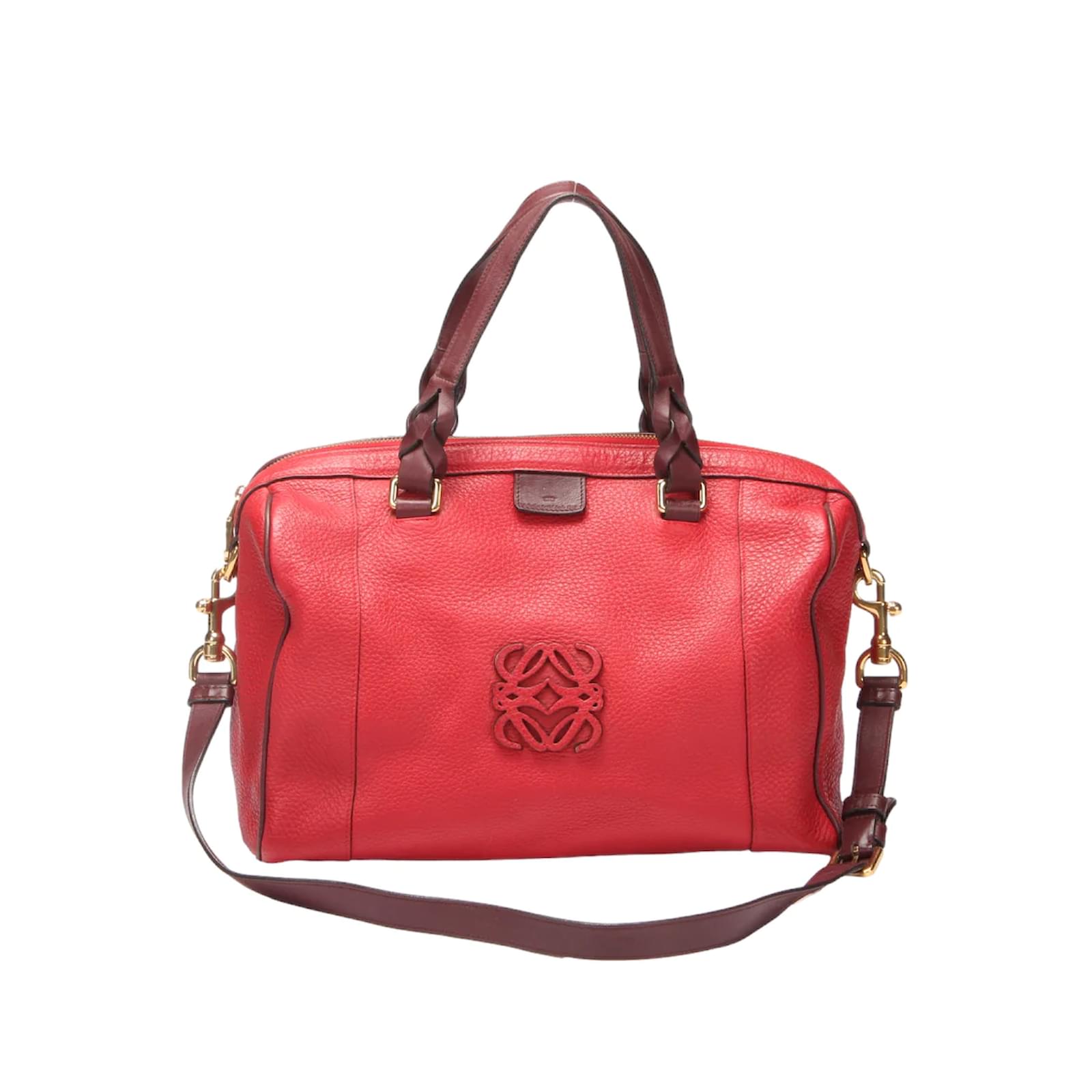 Loewe Leather Fusta 31 Boston Bag Red Pony-style calfskin ref