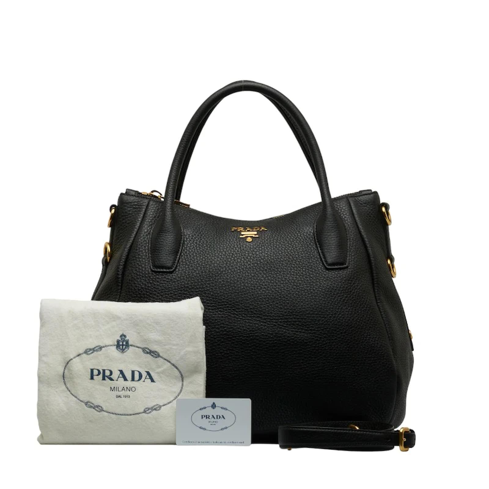 Prada Vitello Daino Sacca 2 Manici Shoulder Bag BR4992 Black
