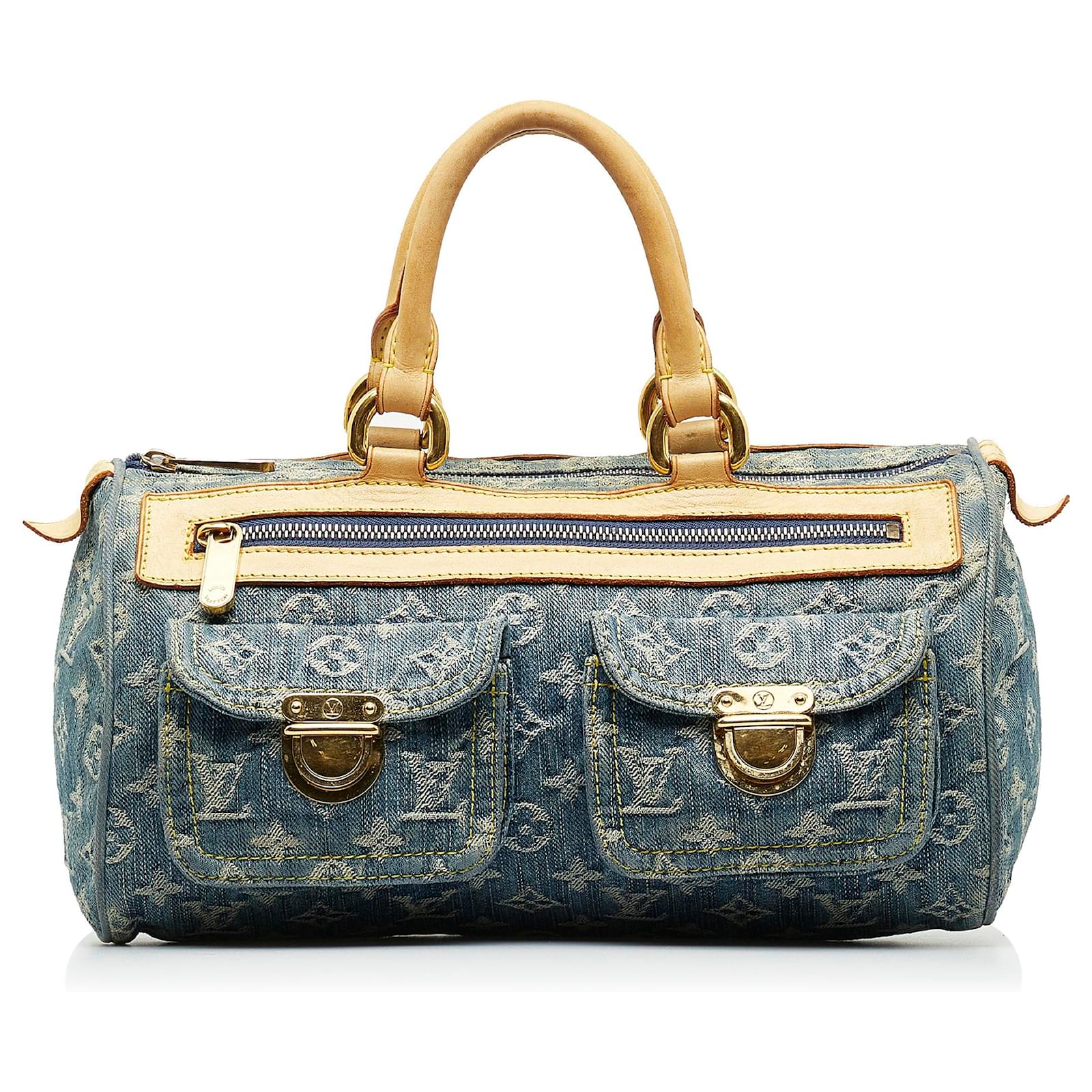 Auth Louis Vuitton Monogram Denim Neo Speedy M95019 Women's Handbag Blue