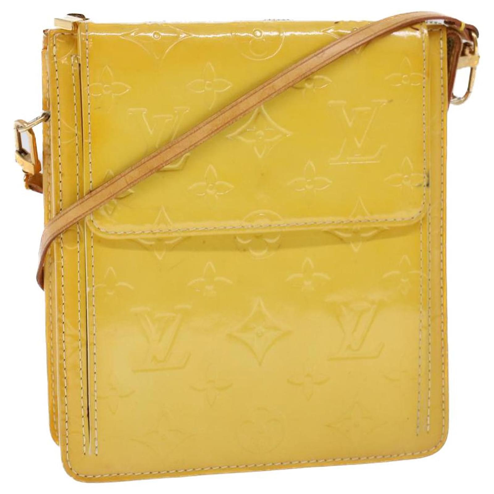 Louis+Vuitton+Motto+Shoulder+Bag+Yellow+Leather+Monogram+Vernis for sale  online