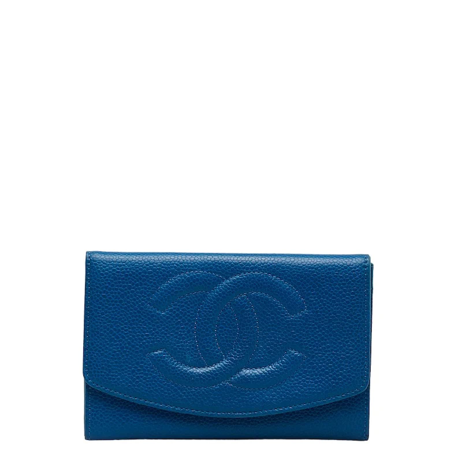 blue chanel flap wallet
