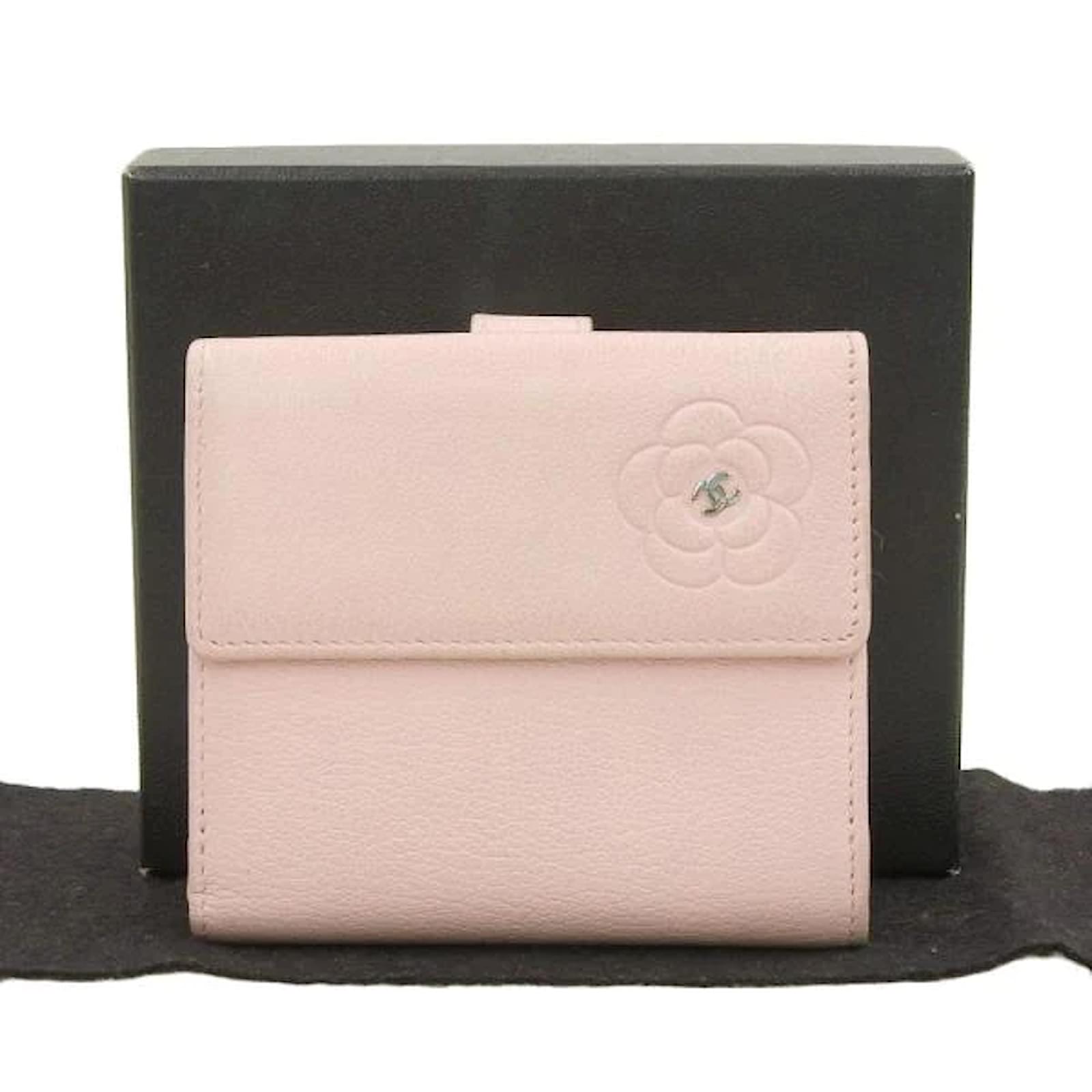 chanel trifold wallet pink leather