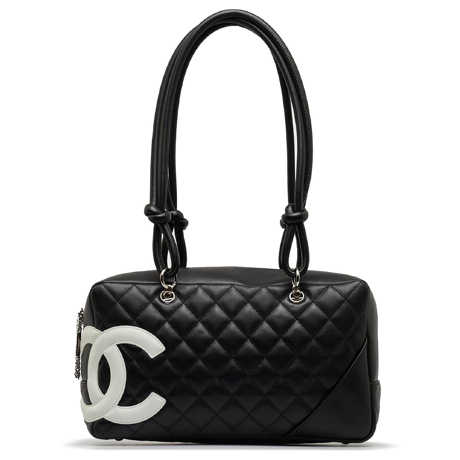 Chanel Schwarze Cambon Ligne Umhangetasche WeiB Leder ref.1065669 Joli Closet