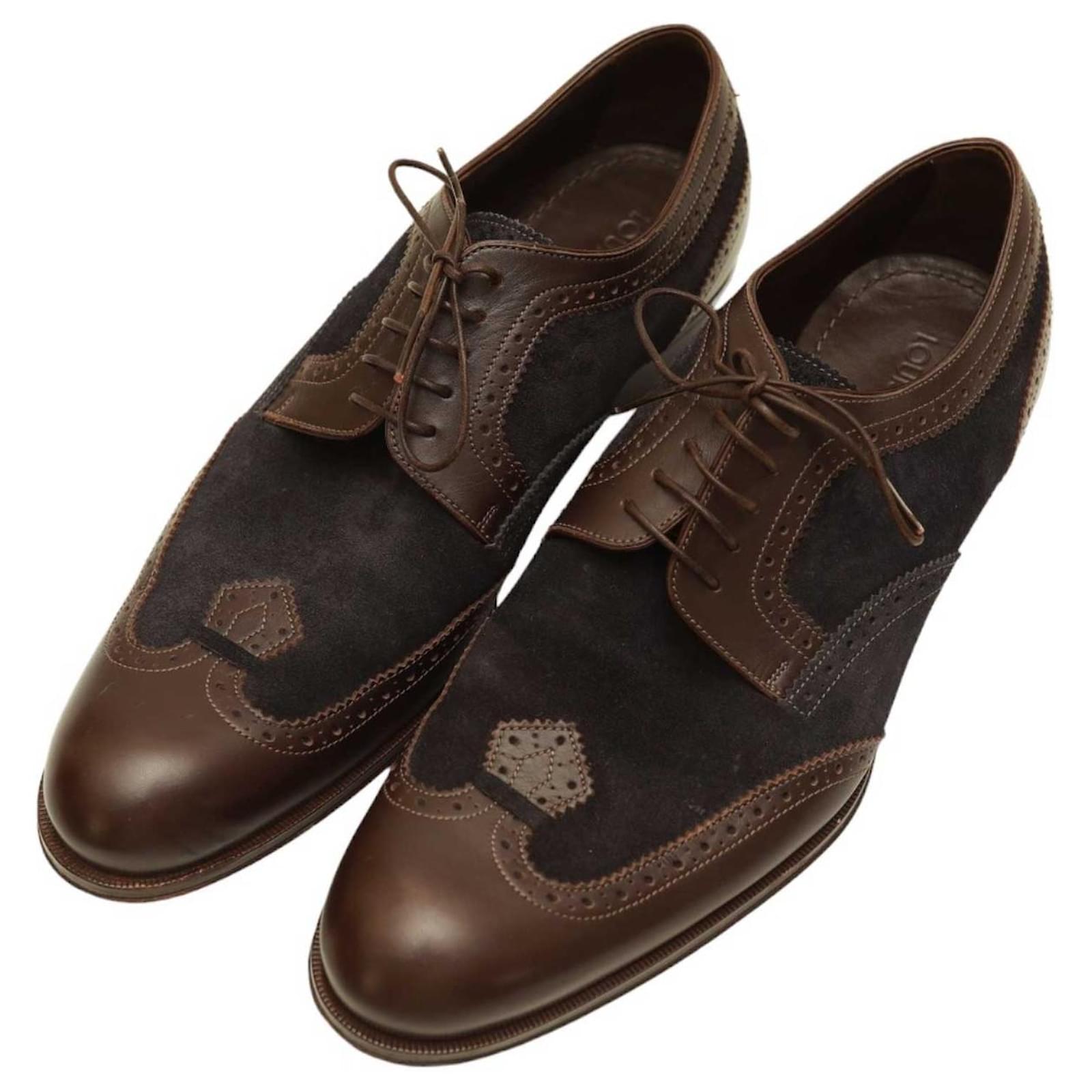Louis Vuitton Men's Blue Suede Brown Leather Brogues Oxfords Lace Up Shoes  8 ref.1066096 - Joli Closet