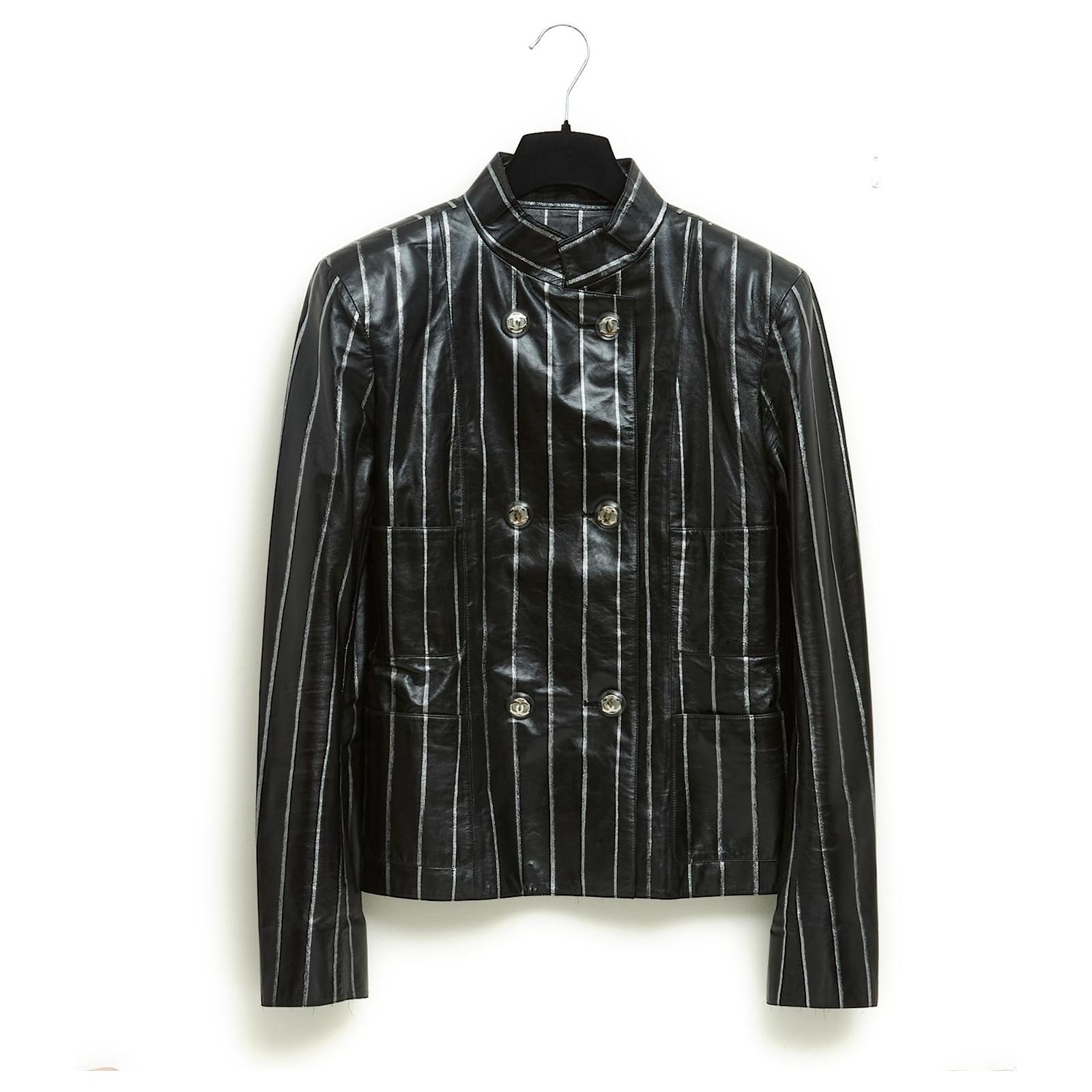 Jackets Chanel Ss2020 Black Silver Leather Jacket FR38/40 Size 38 FR