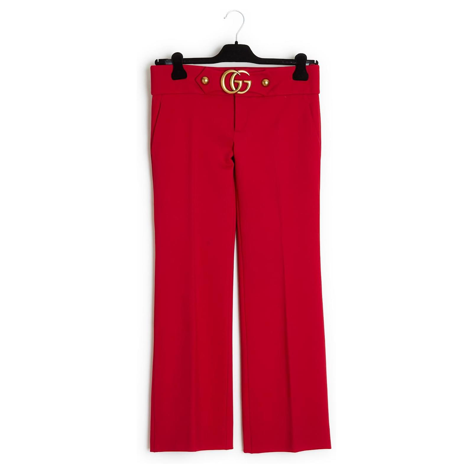 Gucci 2016 Marmont Red Flared Pants FR40 Wool ref.1066345