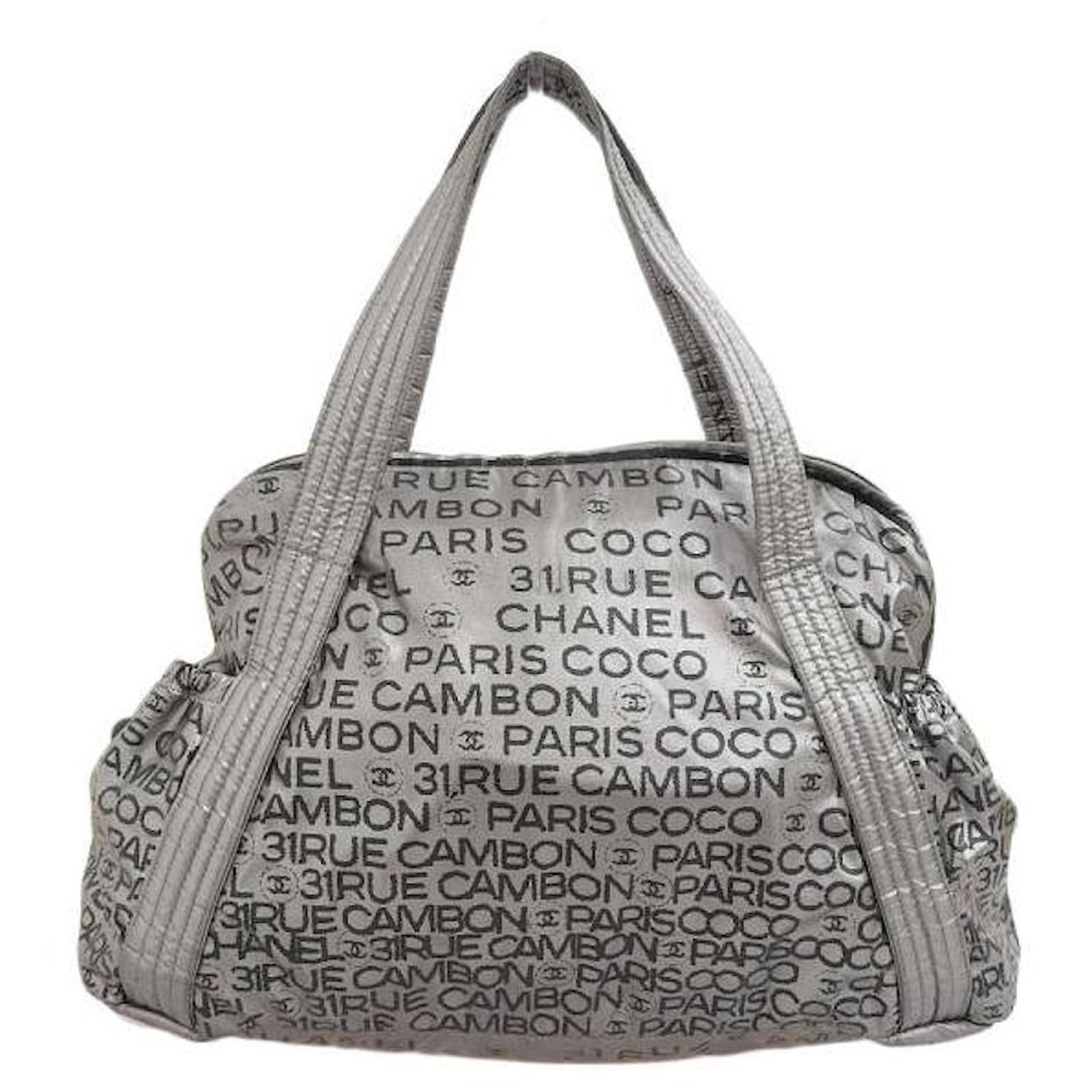 CHANEL, Bags, Chanel Hand Bag Silver Nylon