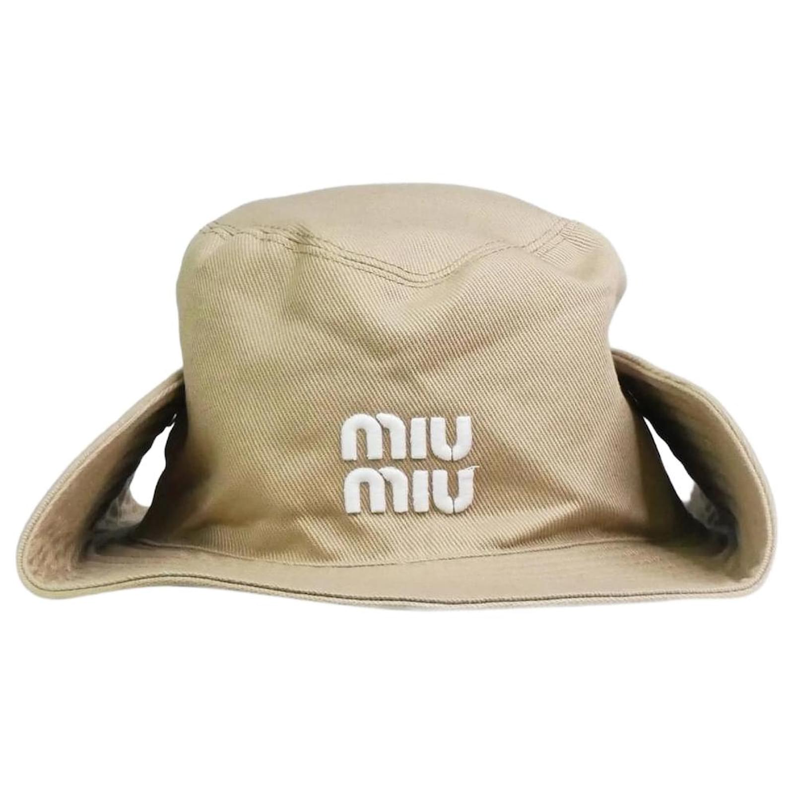 Miu Miu Beige denim logo hat Cotton ref.1066877 - Joli Closet