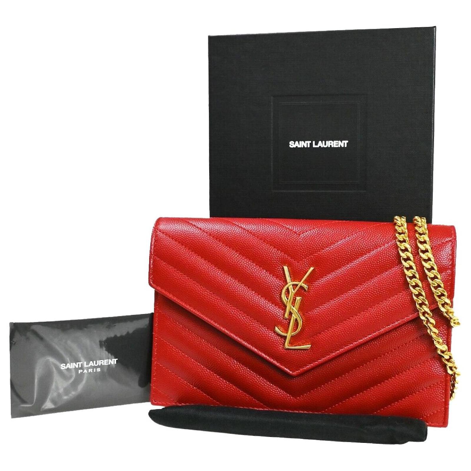 YSL Yves Saint Laurent Red Monogram Becky quilted bag – The Find